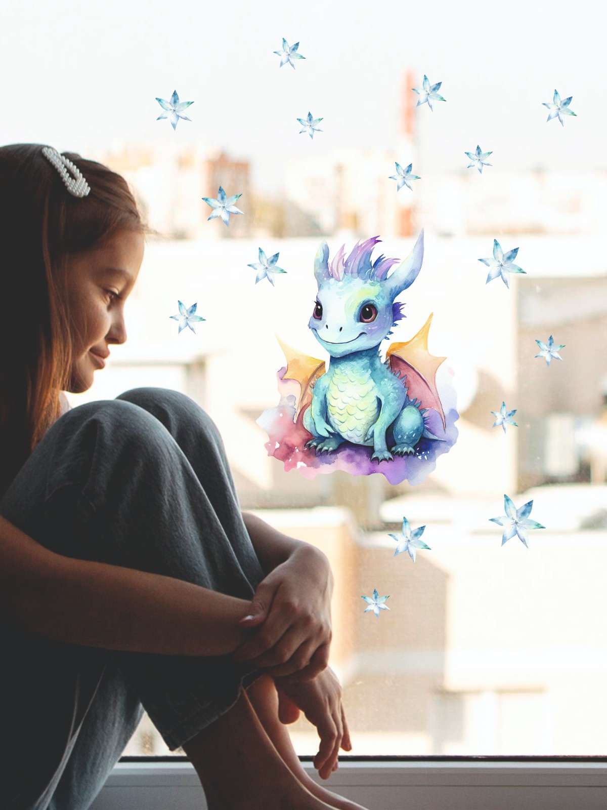 Изображение товара Наклейка Lisadecor Дракончик и звездочки 30 см х 20 см