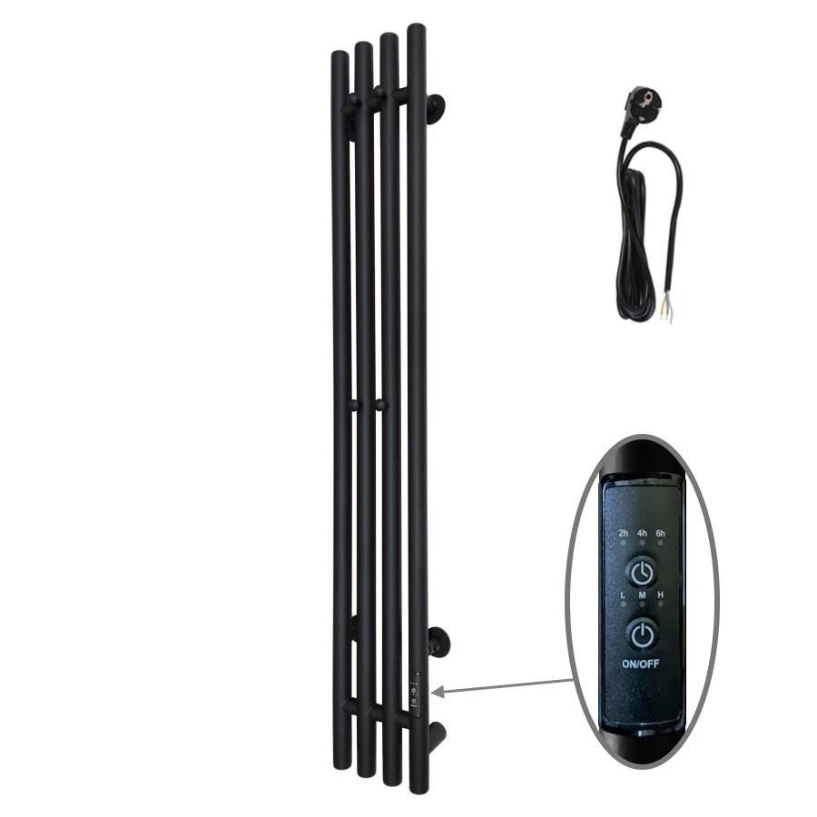 Изображение товара Электрический полотенцесушитель TermoPrime 150x1200 мм 100 Вт с терморегулятором черный