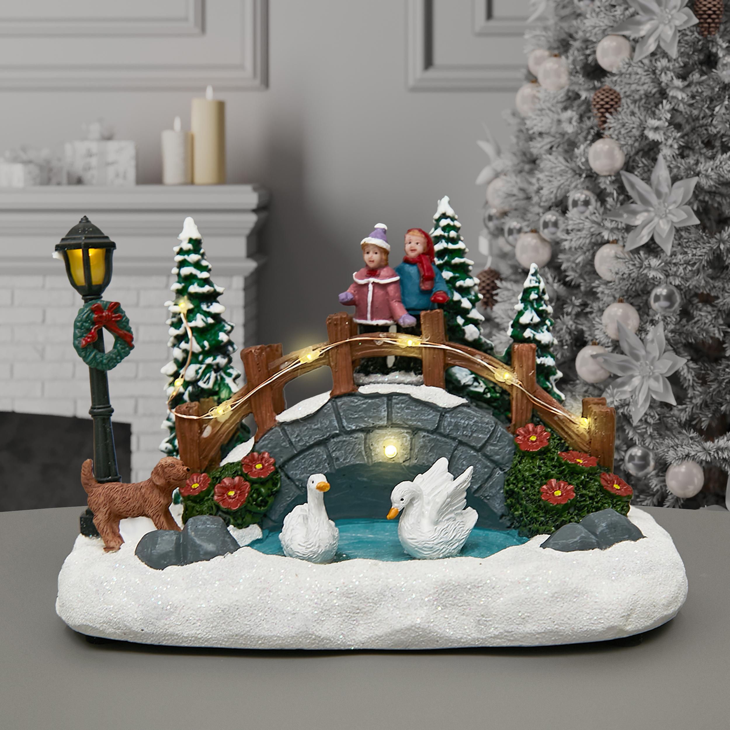 Изображение товара Композиция новогодняя светодиодная На мосту 18x11x12 см