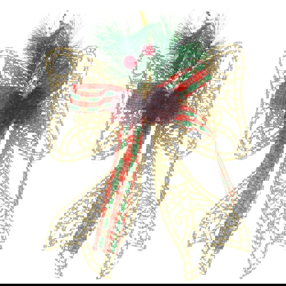 Изображение товара Елочная игрушка Бант 754327 20 см х 2 см жёлтый/золотой