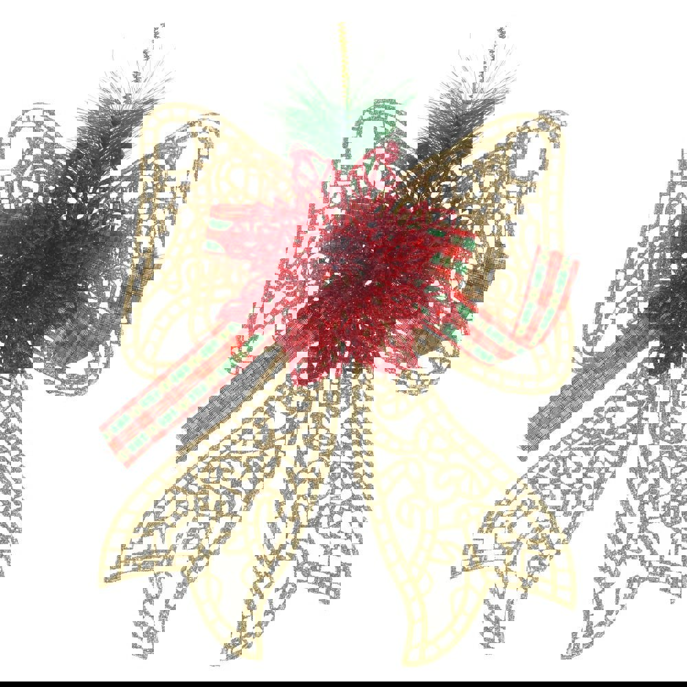 Изображение товара Елочная игрушка Бант 754328 29 см х 3 см жёлтый/золотой