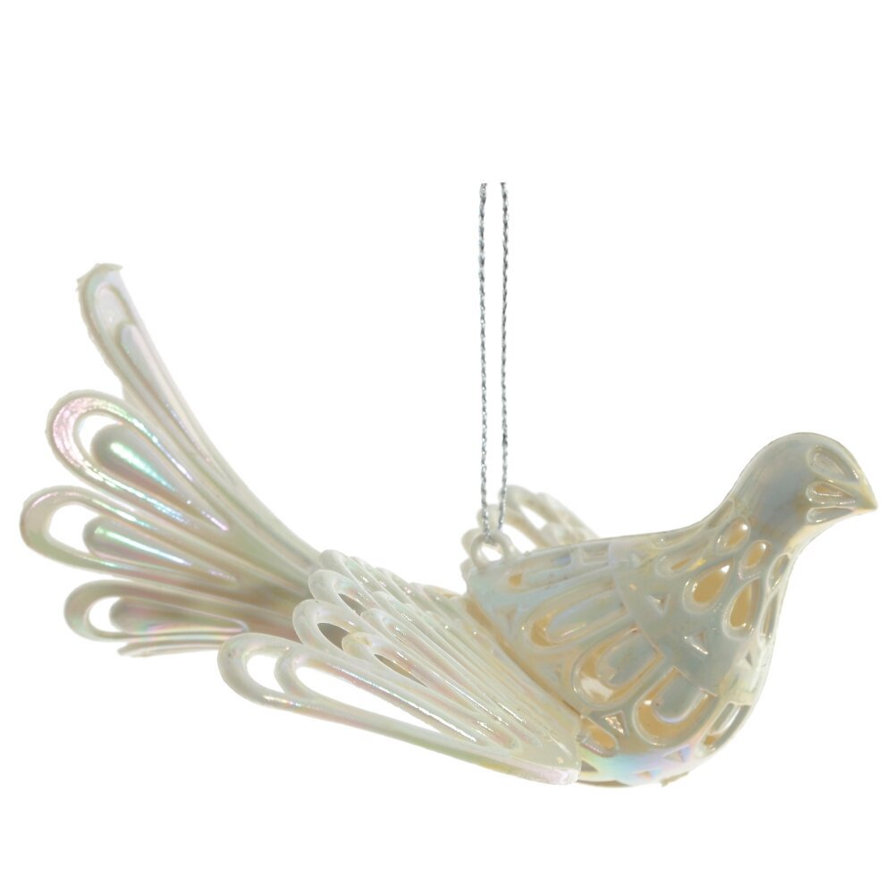 Изображение товара Елочная игрушка Птичка 779731 белая 6.5 см х 16 см для новогодней елки