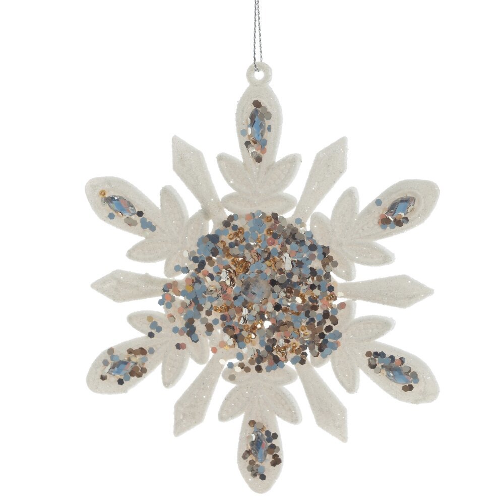 Изображение товара Елочная игрушка снежинка 14 см белая простая и красивая