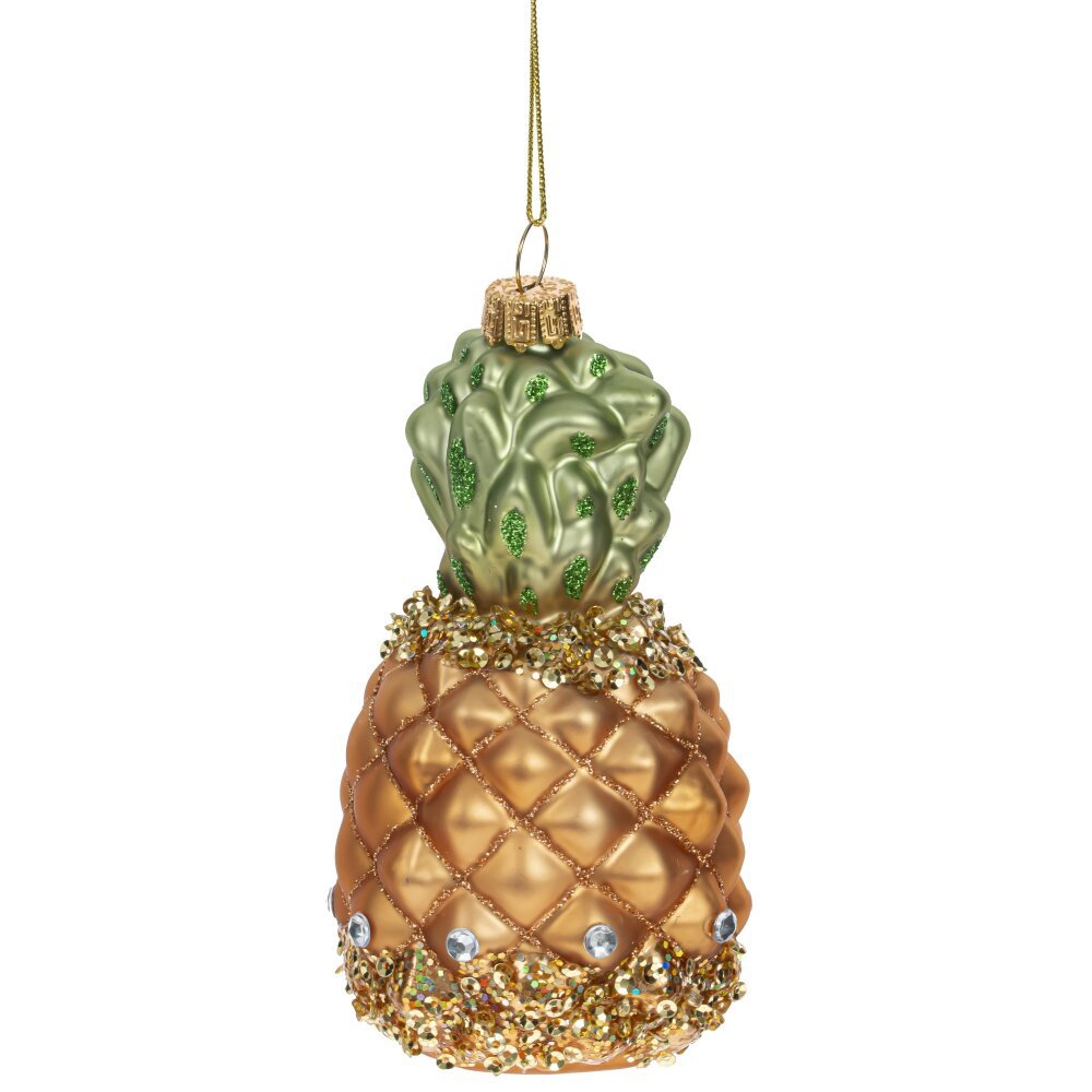 Изображение товара Елочная игрушка Ананас 794440 13 см х 6 см жёлтый/золотой