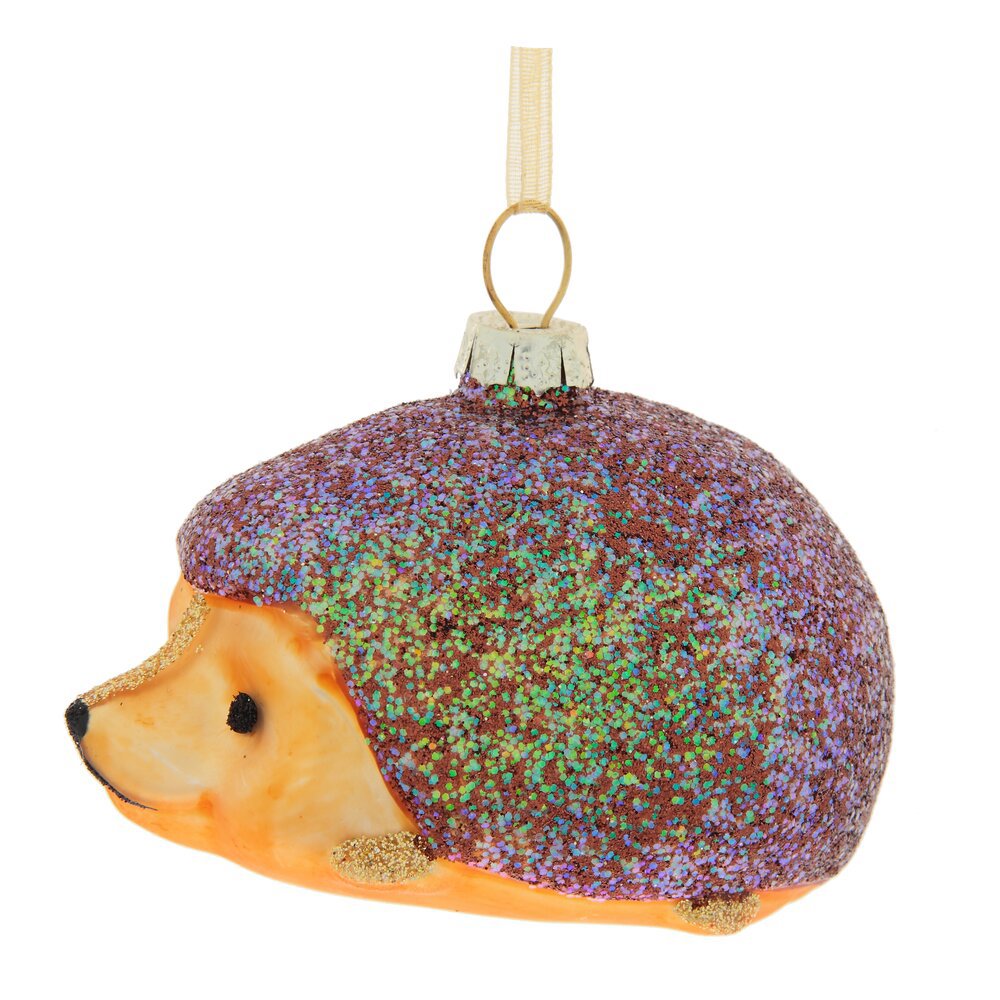 Изображение товара Ёлочная игрушка Ёжик 6 см фиолетовая стеклянная новогодняя украшение