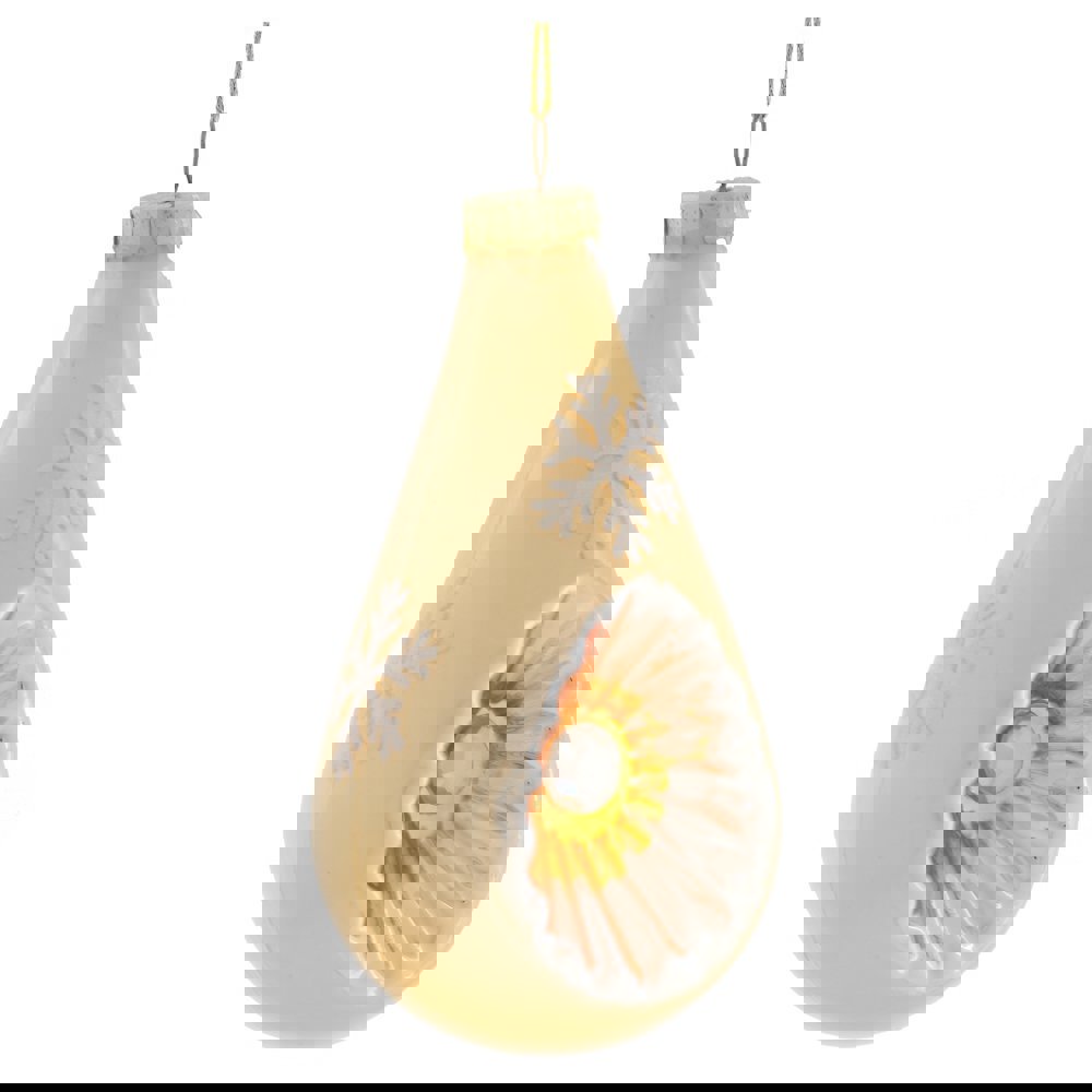 Изображение товара Елочная игрушка Капля 754032 12 см х 5 см жёлтый/золотой