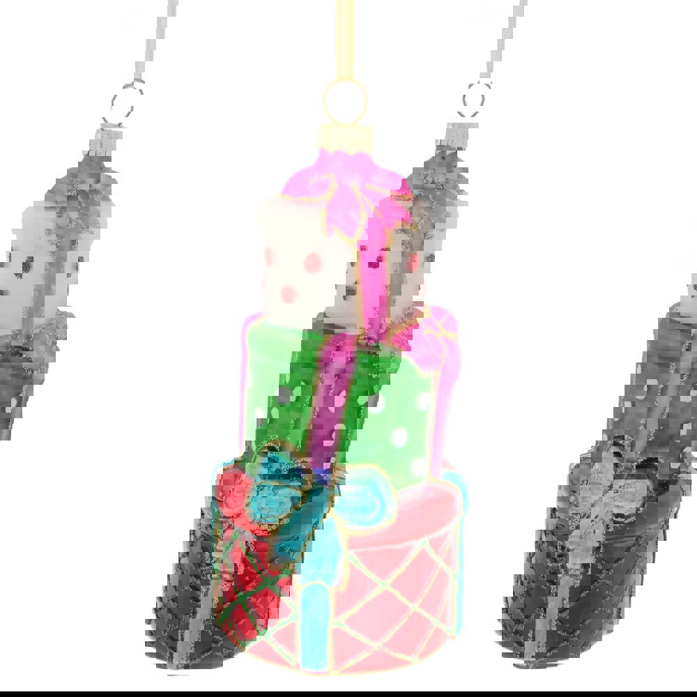 Изображение товара Ёлочная игрушка Подарки 762728 13 см разноцветная стеклянная