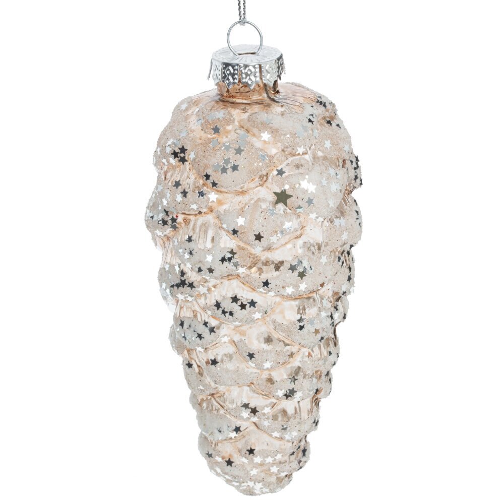 Изображение товара Елочная игрушка Шишка 779046 белая стеклянная 13 см украшение для елки