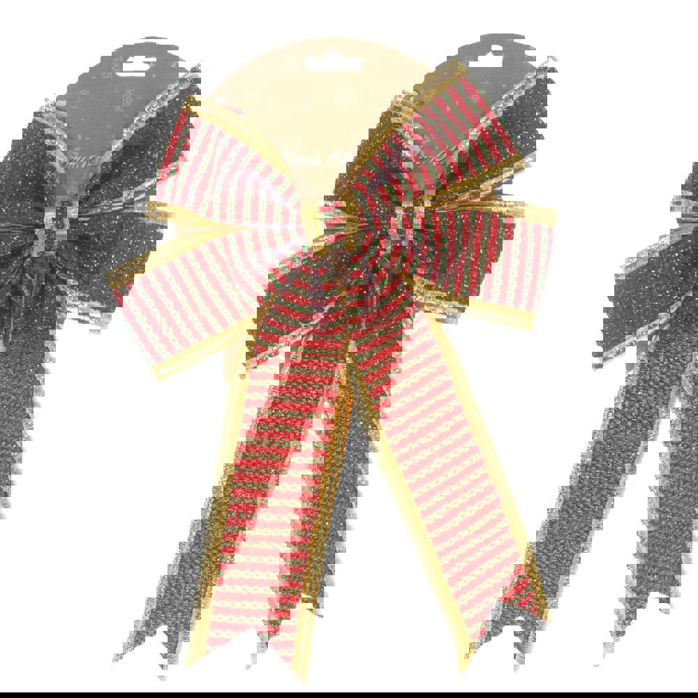 Изображение товара Елочная игрушка Бант красная 24 см х 2 см текстиль праздничный декор