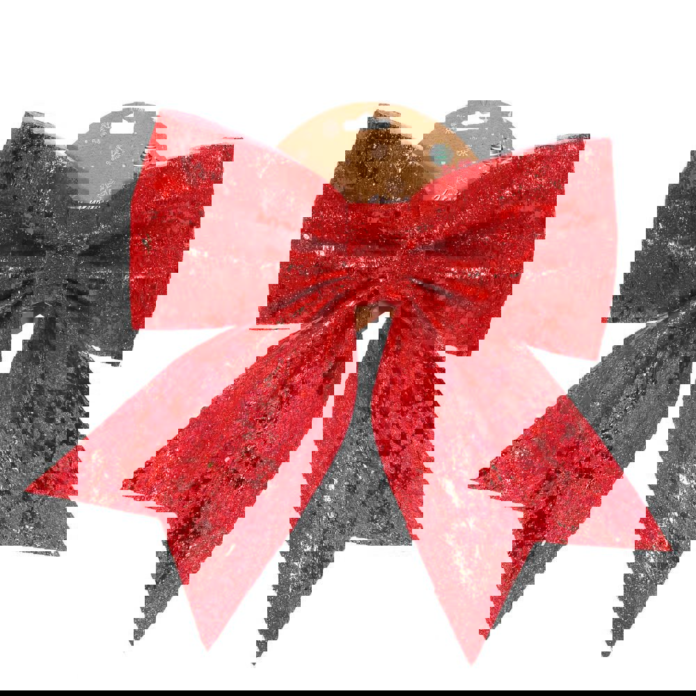 Изображение товара Елочная игрушка Бант 754234 28 см красная для новогоднего украшения