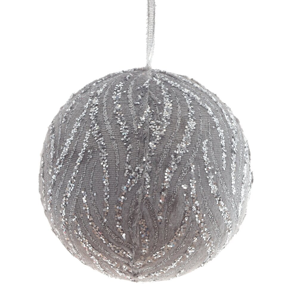 Изображение товара Елочный шар 791081 10 см ПВХ серый/серебристый
