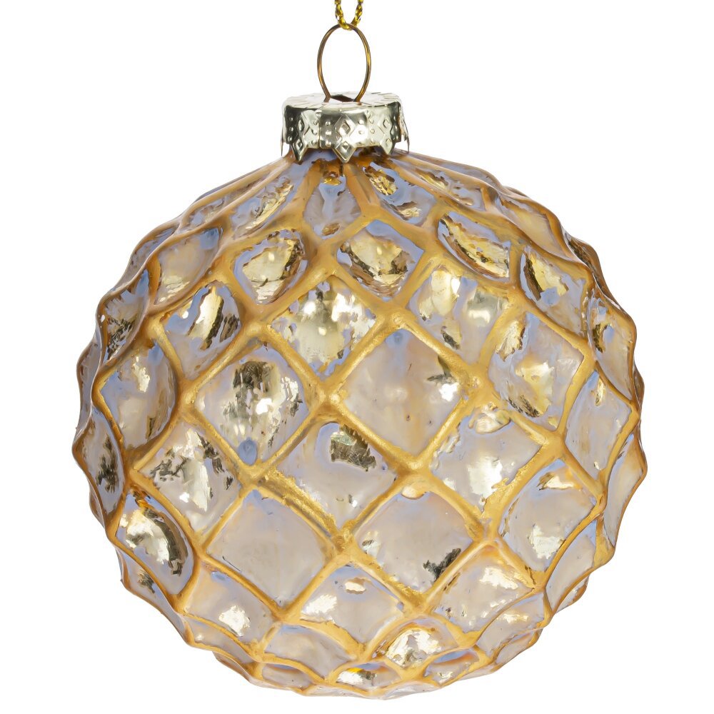 Изображение товара Елочный шар 8 см стекло жёлтый золотой праздничное украшение