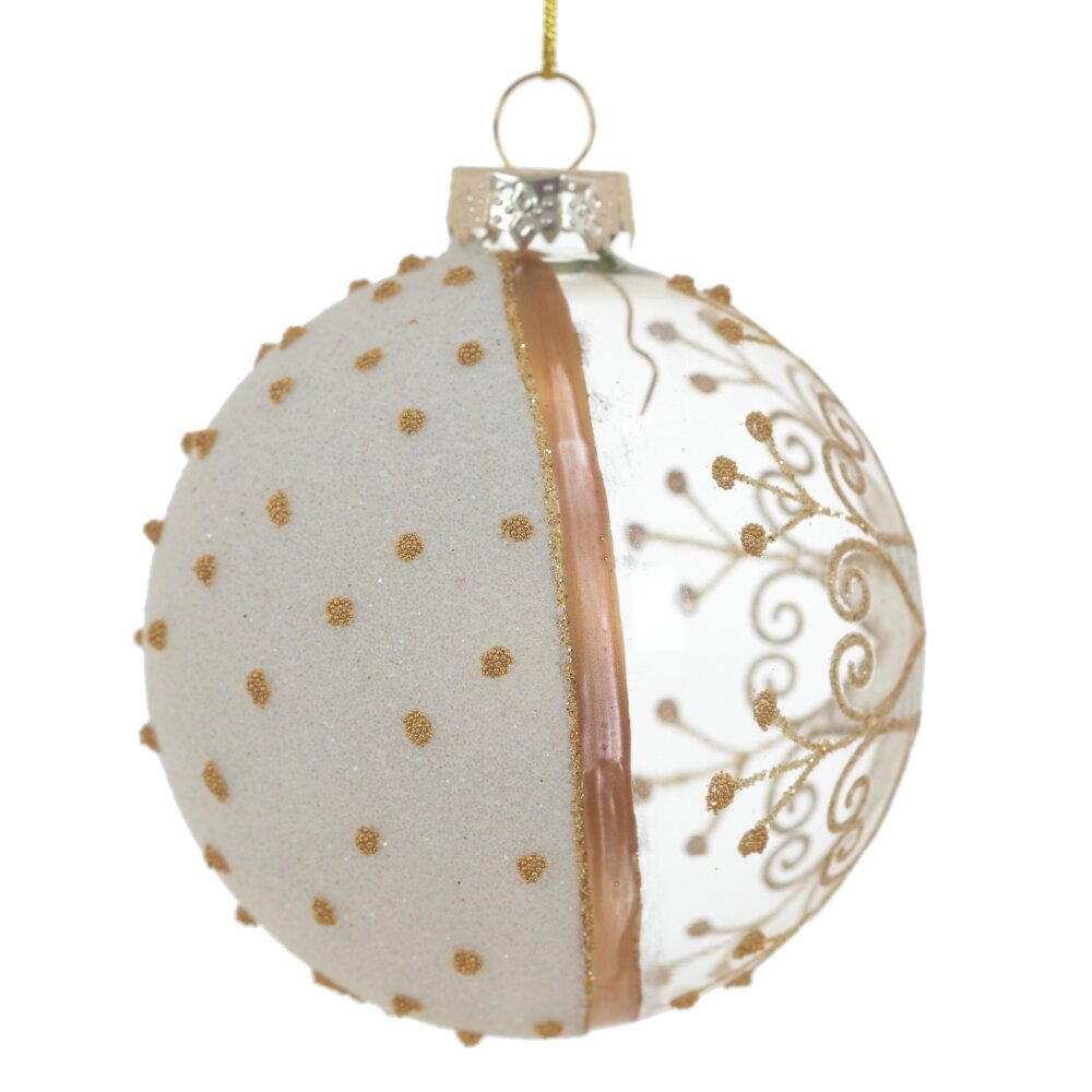 Изображение товара Елочный шар 8 см из стекла белый декоративное украшение для елки