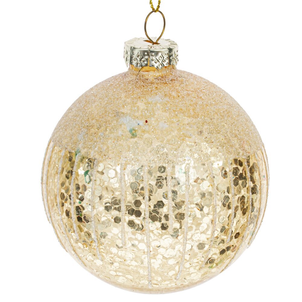Изображение товара Елочный шар 794412 8 см стекло жёлтый/золотой