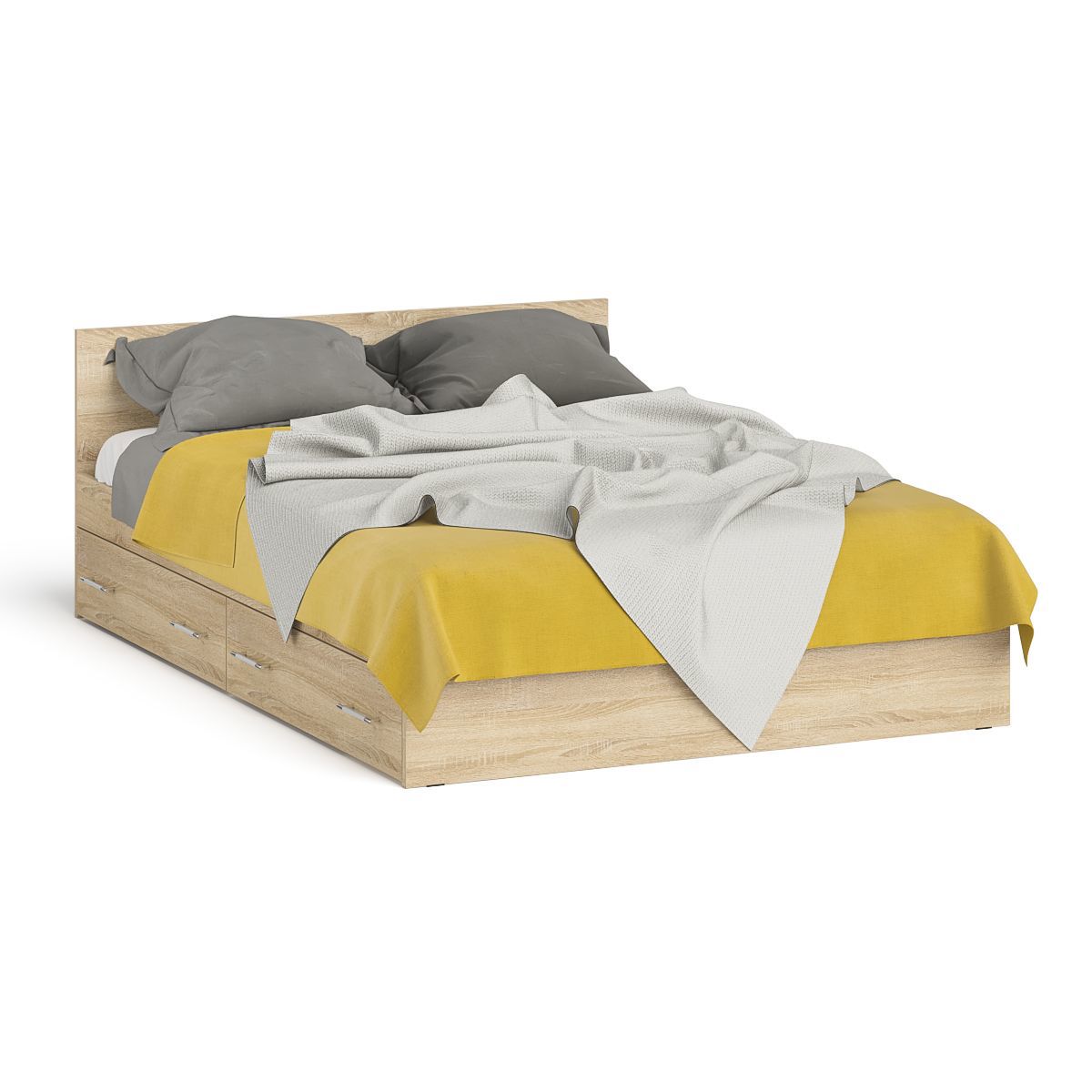 Изображение товара Кровать с ящиками СВК Мори 144x70x204 см из ЛДСП цвет дуб сонома