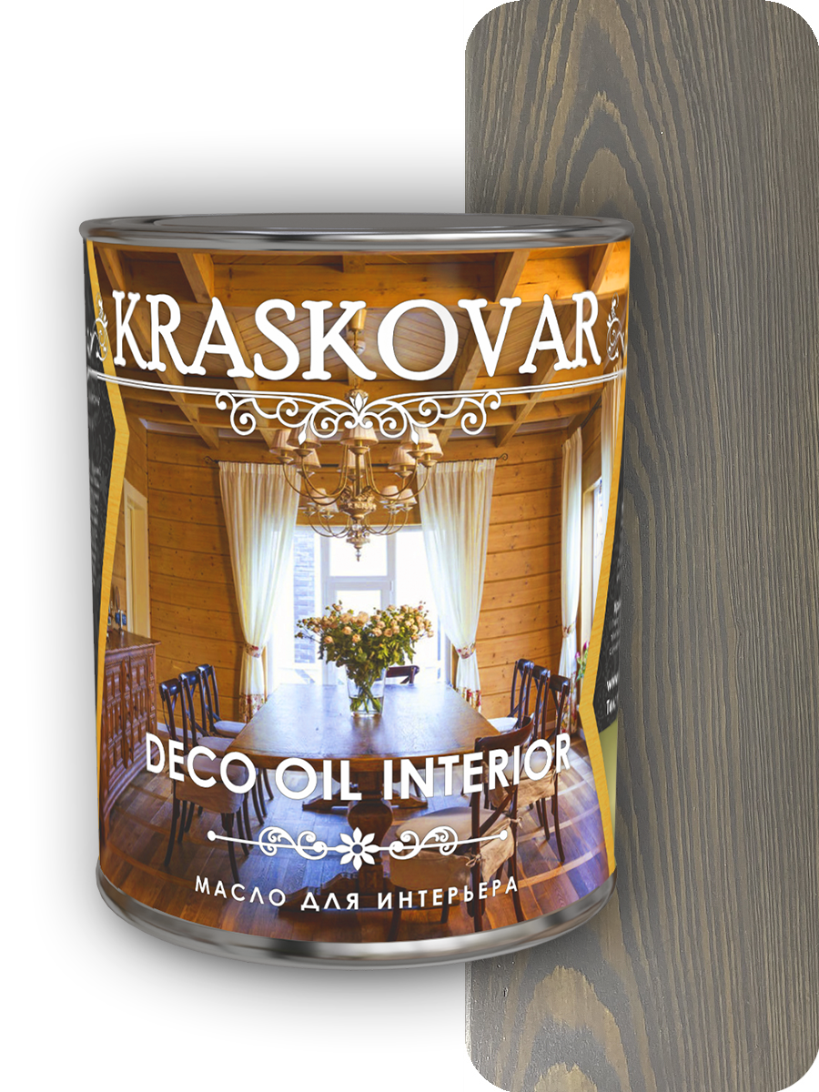 Изображение товара Масло для интерьера Kraskovar Deco Oil Interior графит 0.75л для дерева