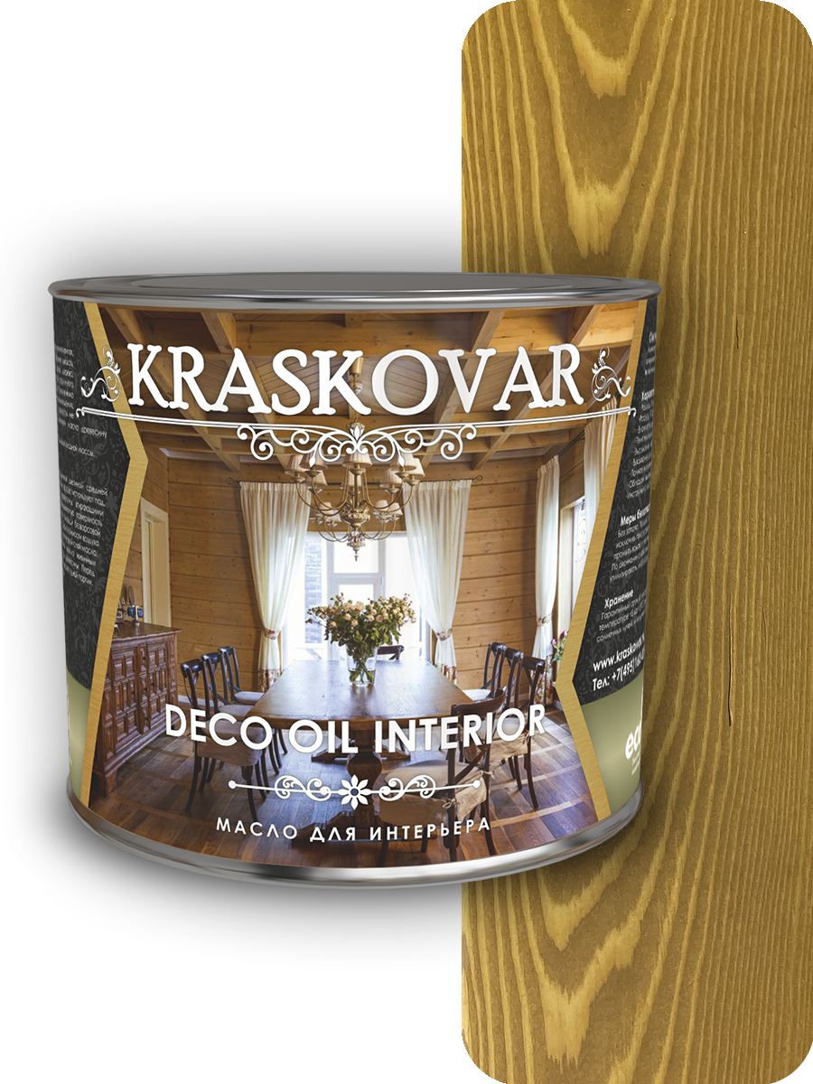 Изображение товара Масло для интерьера Kraskovar Deco Oil Interior дуб 2.2 л — защита и оформление дерева