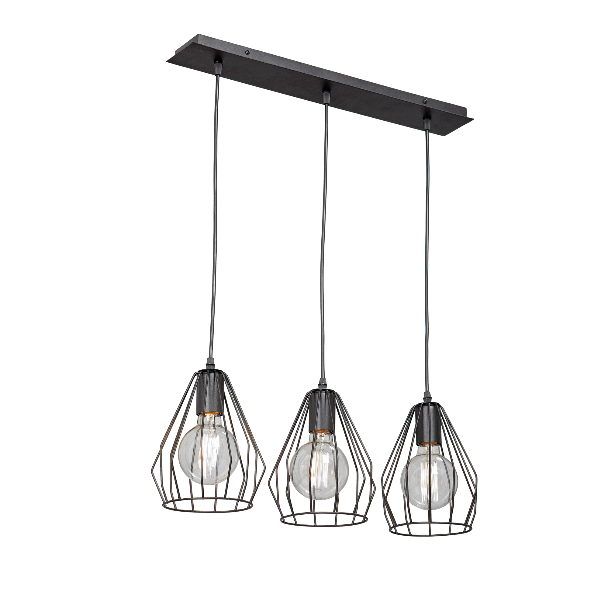 Изображение товара Люстра светодиодная Vitaluce V4383-1/3S стиль лофт с 3 плафонами металлик черная