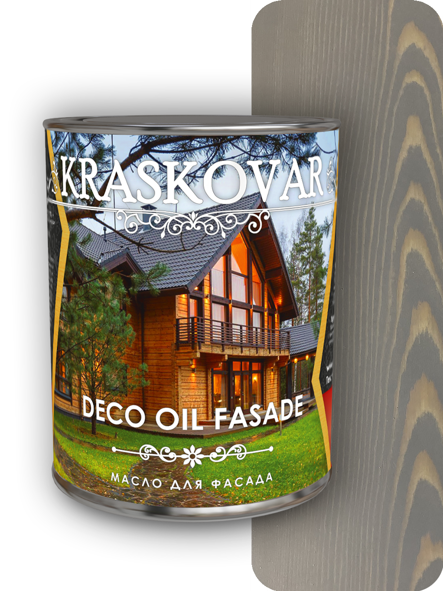 Изображение товара Масло для фасада Kraskovar Deco Oil Fasade серое небо 0.75л натуральное покрытие