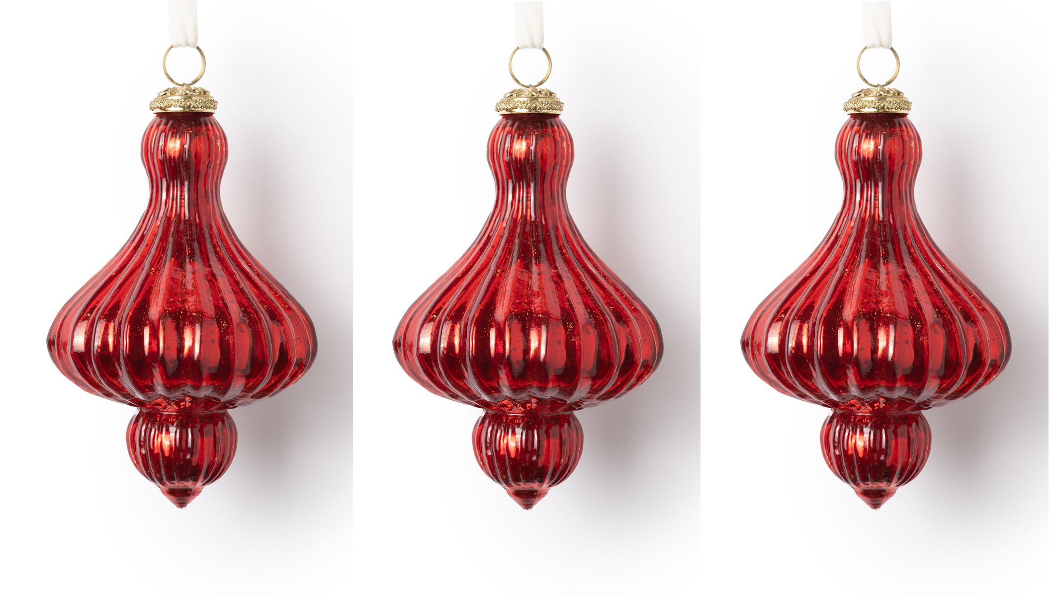 Изображение товара Набор Karlsbach 14874 из 3-х красных стеклянных подвесок 15 см