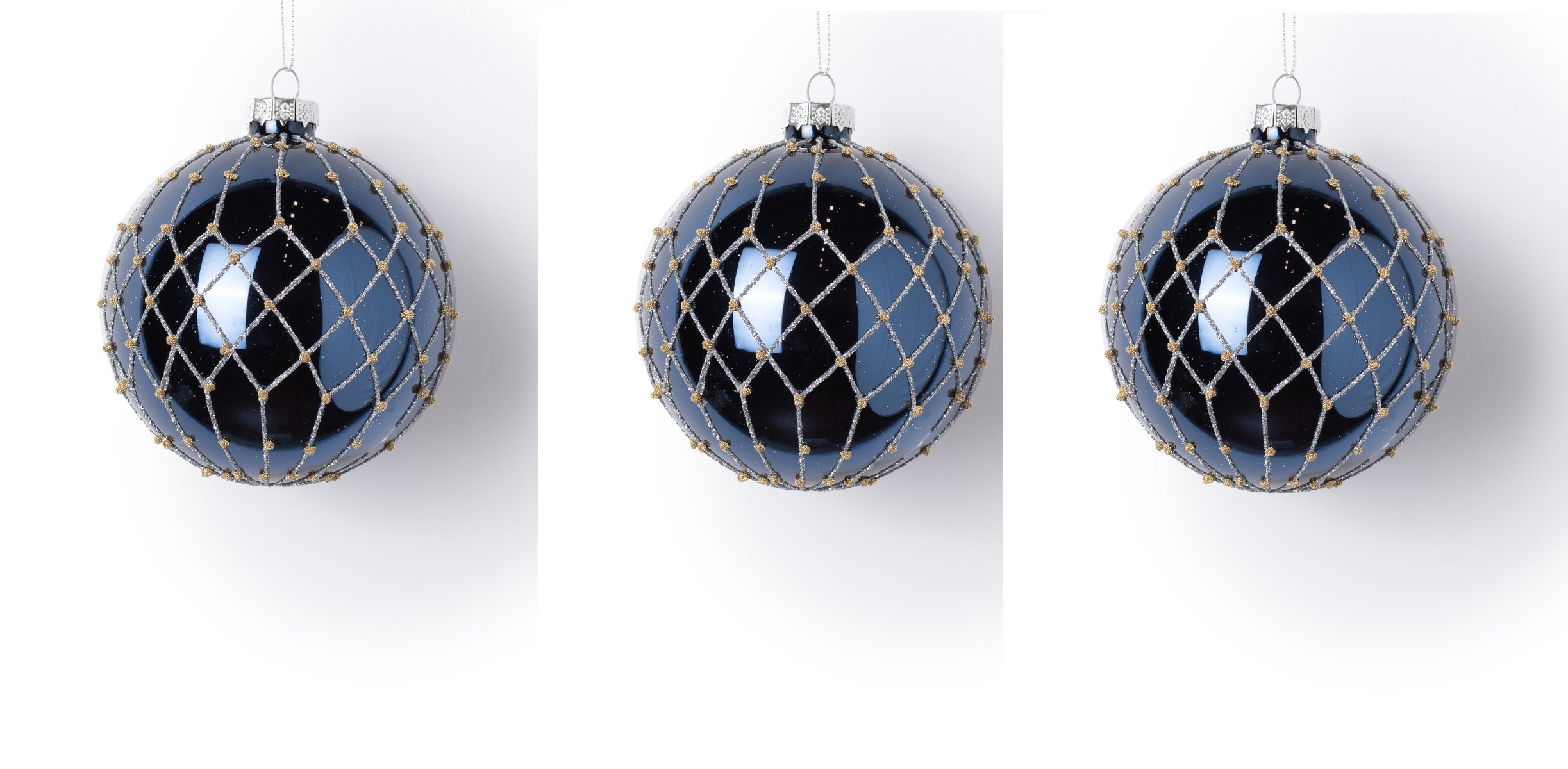 Изображение товара Набор Karlsbach 14362 из 3-х шаров в сеточку синий 10 см
