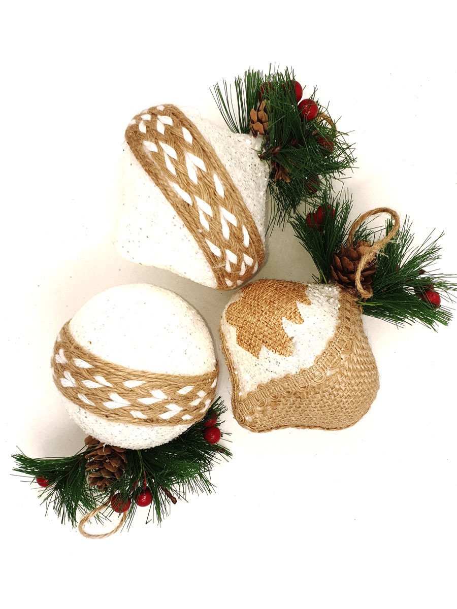 Изображение товара Набор елочных игрушек Ny2110 Магия праздника NY2110 25 см х 25 см белый 3 шт