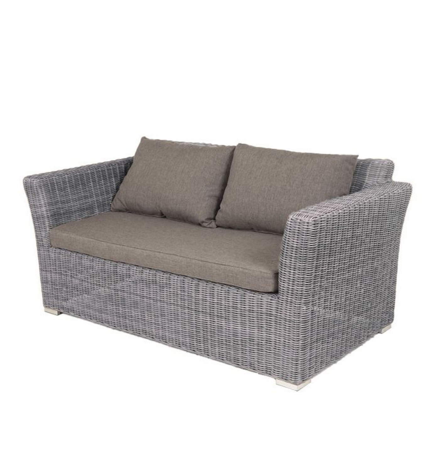 Изображение товара Диван садовый 4sis YH-C2130W-3 graphite Капучино 86 см x 170 см x 81 см искусственный ротанг серый/серебристый