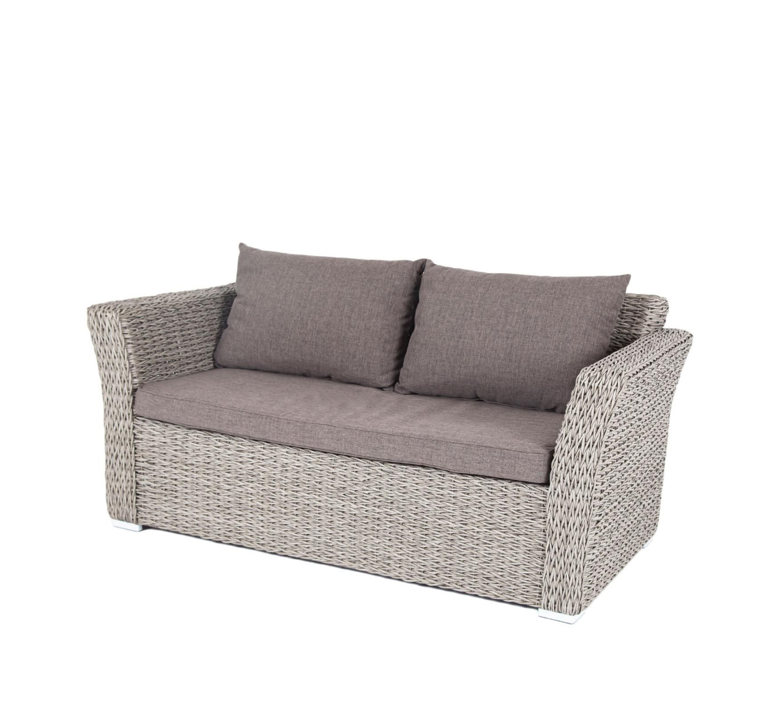 Изображение товара Диван садовый 4sis YH-C2130W-3 TWgraphite Капучино 86 см x 170 см x 81 см искусственный ротанг серый/серебристый