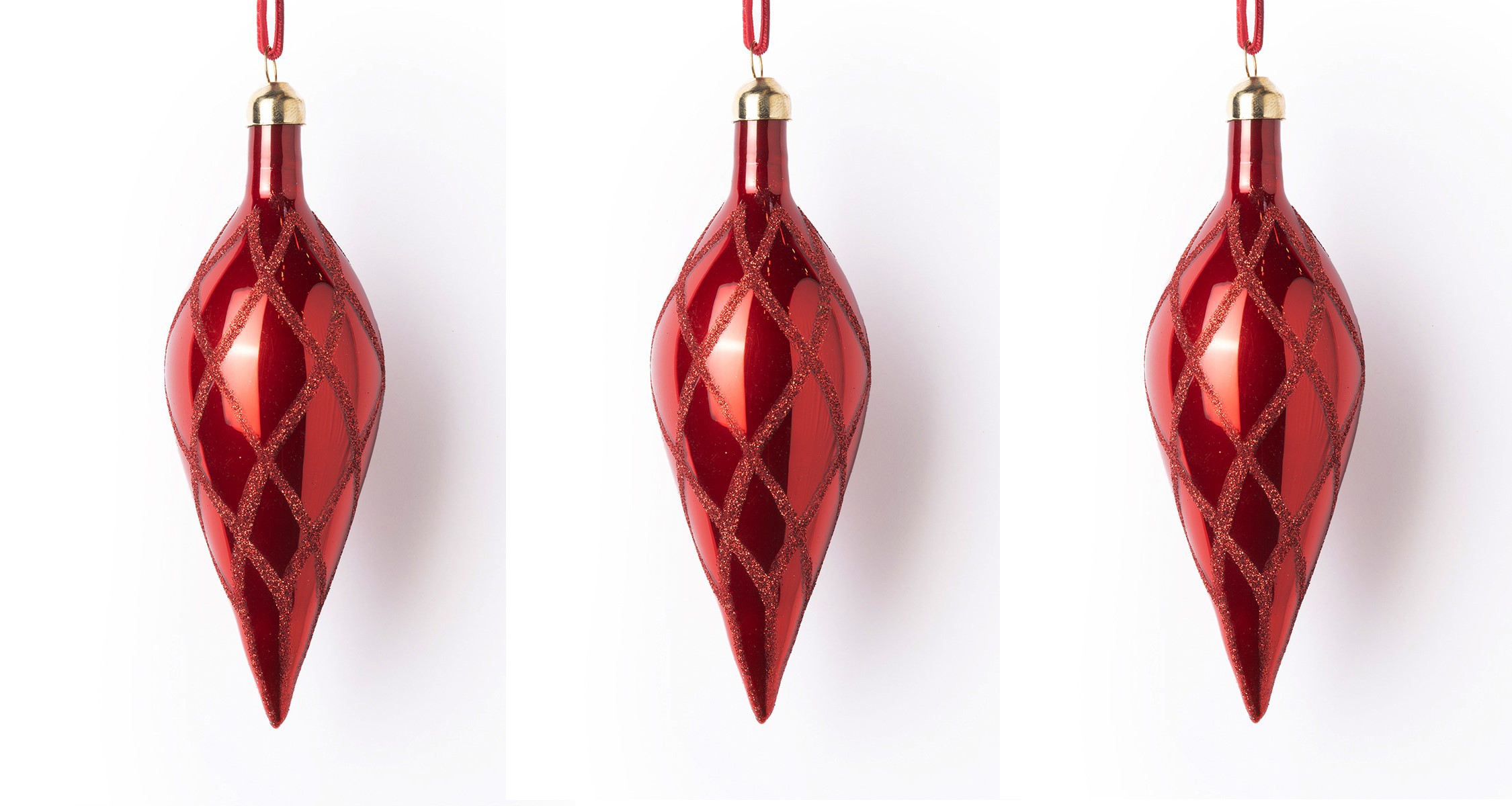 Изображение товара Набор из 3 красных сосулек для елки 17 см Karlsbach