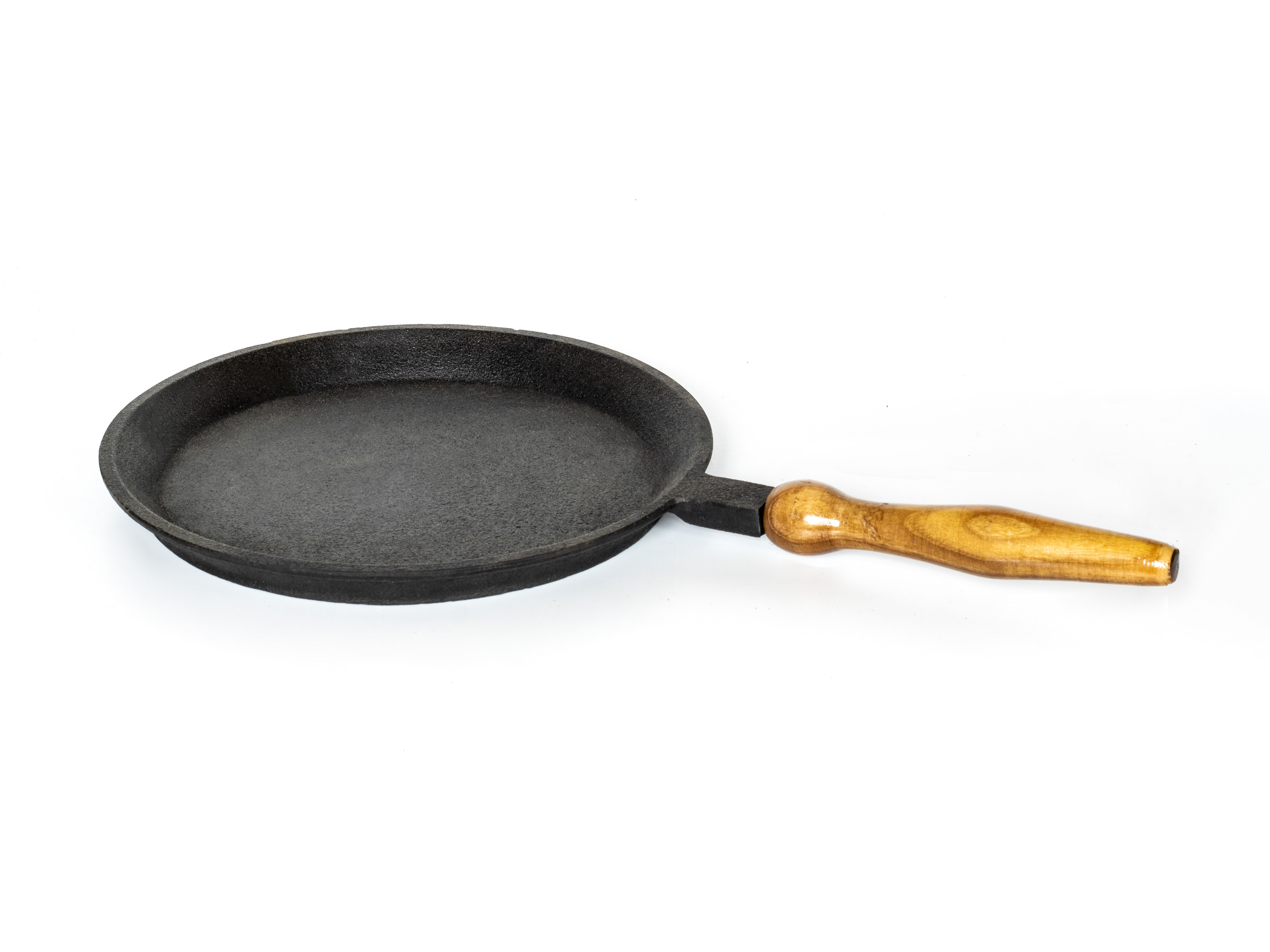 Изображение товара Сковорода блинная DAVR METALL 22 см с съемной ручкой из чугуна и дерева