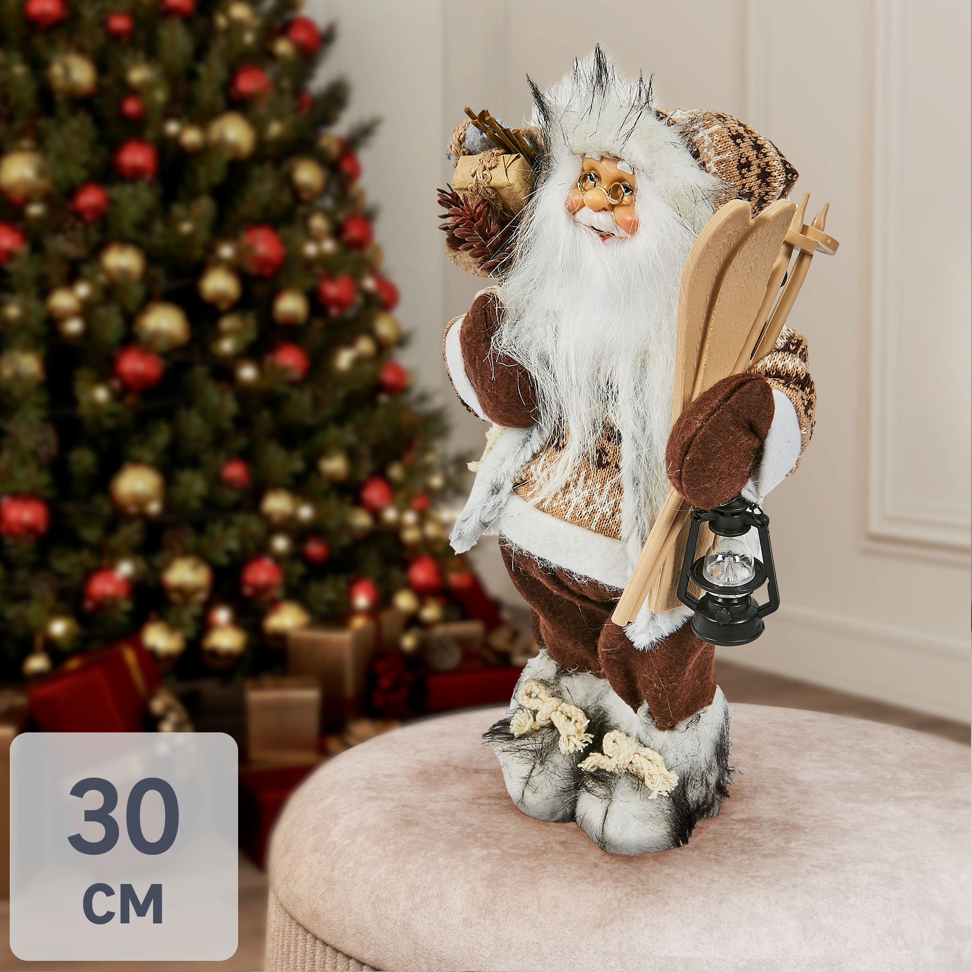 Изображение товара Фигура декоративная Санта в коричневом 30см новогодний