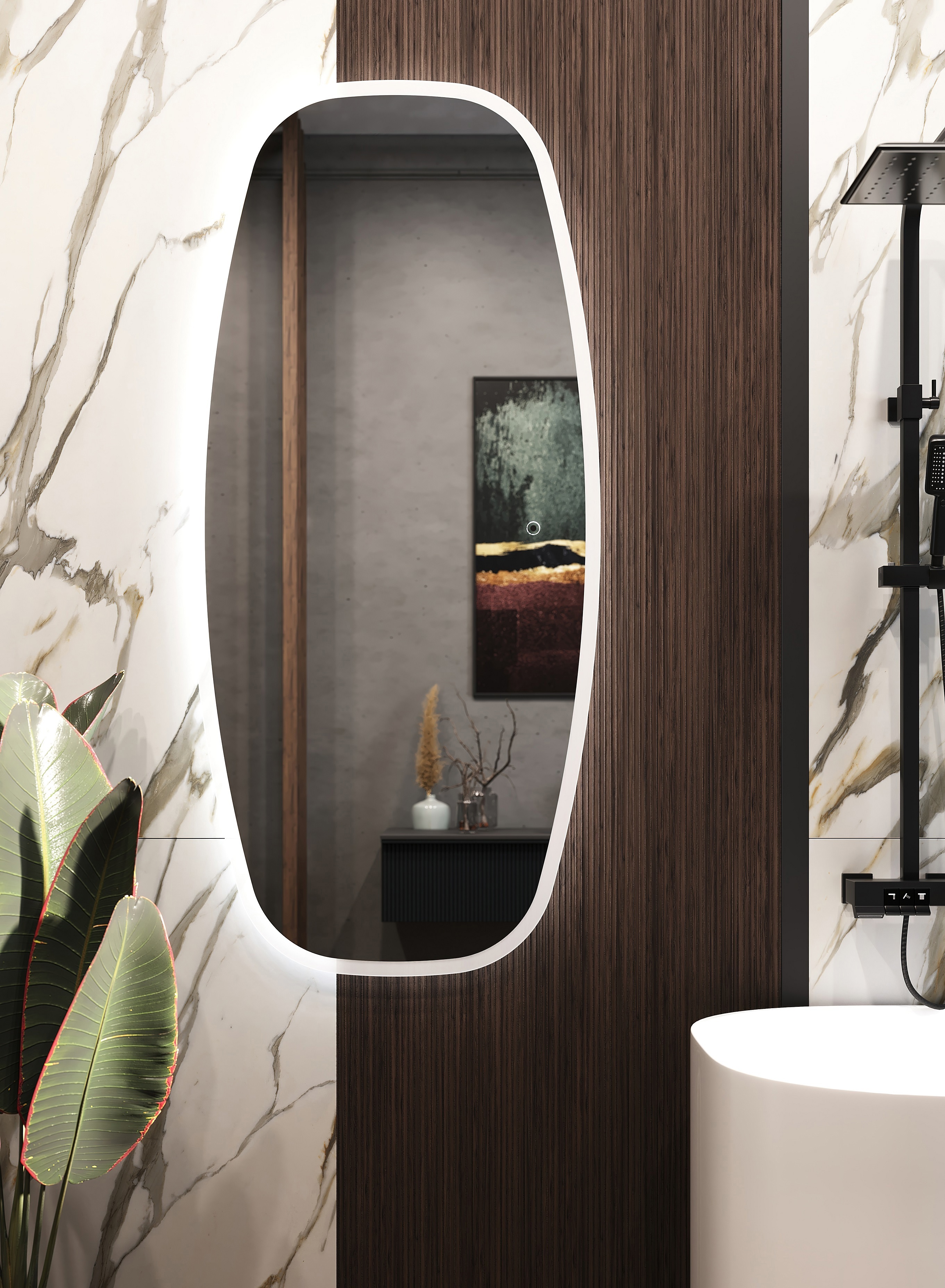 Изображение товара Зеркало для ванной Omega Glass Фантом SD52 с подсветкой 55x120 см прямоугольное