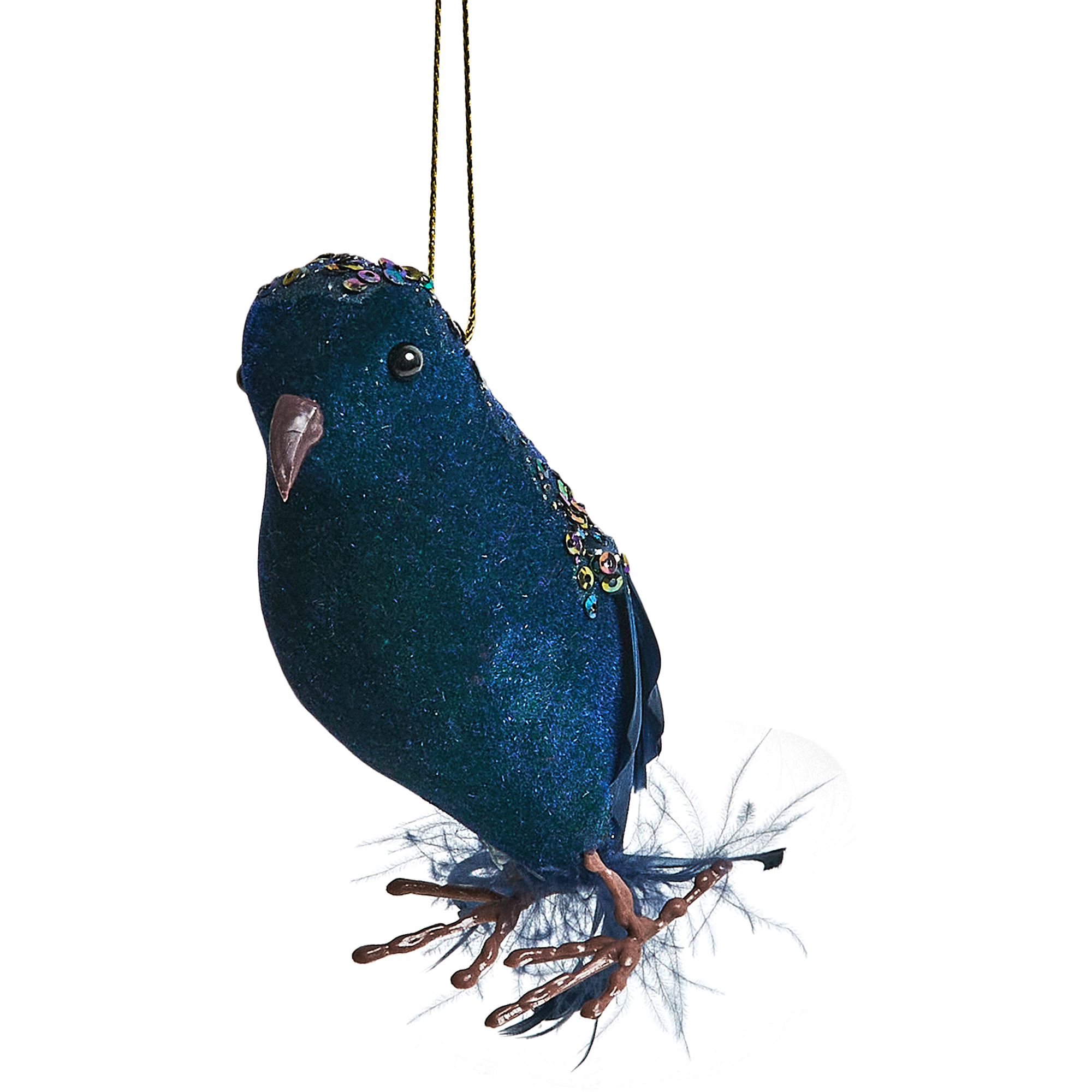 Изображение товара Елочная игрушка Птица 11x5 синяя из пластика для украшения елки
