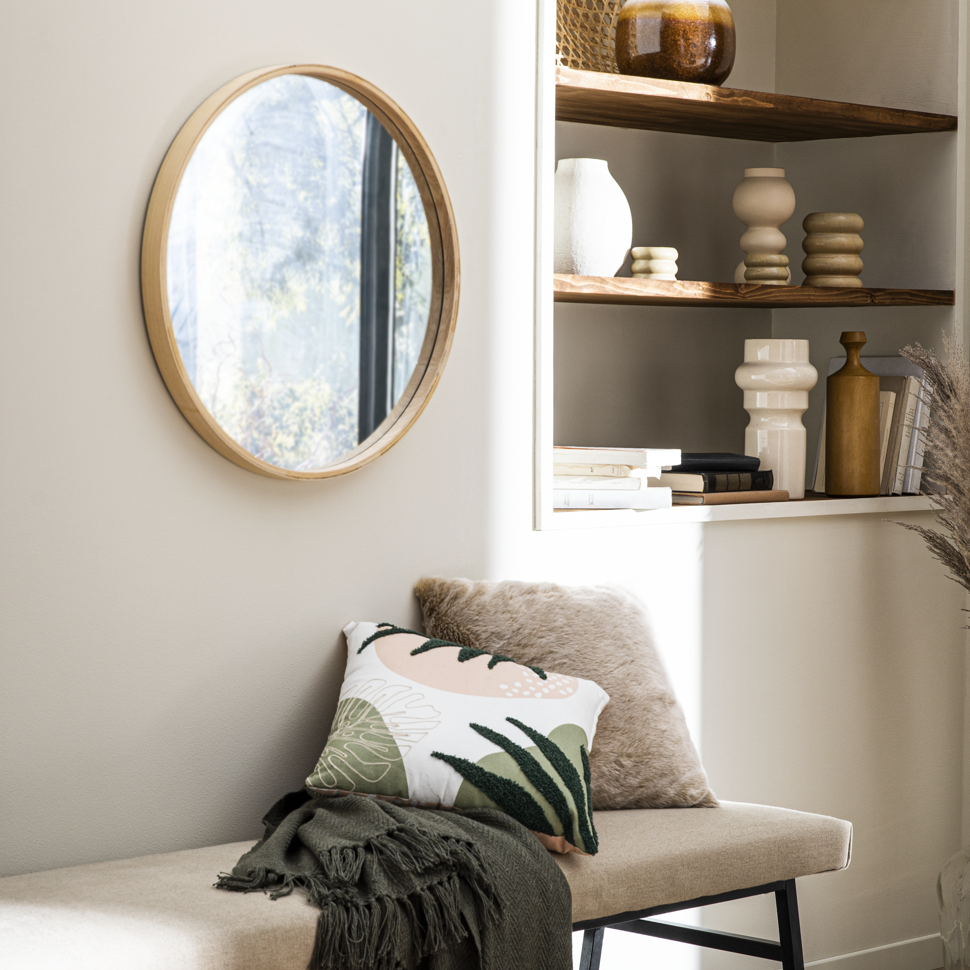 ЗеркалодекоративноенастенноеInspireNordikкруглое62смцветбежевый