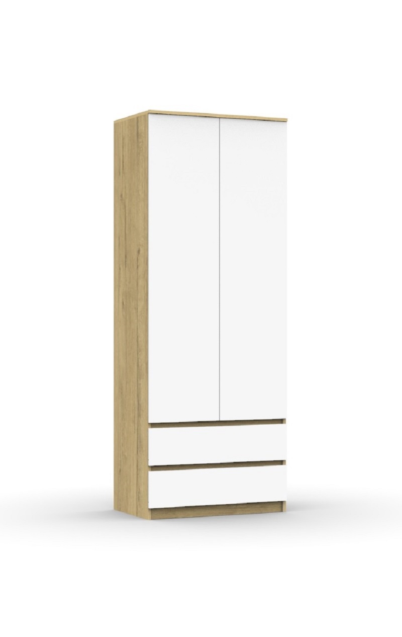 Изображение товара Шкаф распашной Эверест Модерн 80x210x50 см 2 двери 5 полок цвет дуб бунратти/белый