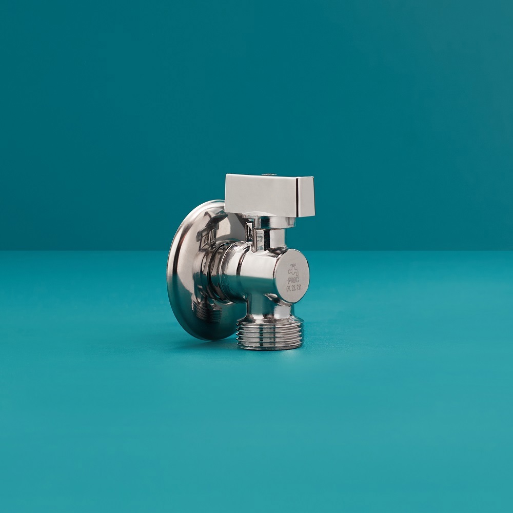 Изображение товара Кран шаровой угловой РМС Люкс 15-15x15 1/2 с хромом и 7-летней гарантией