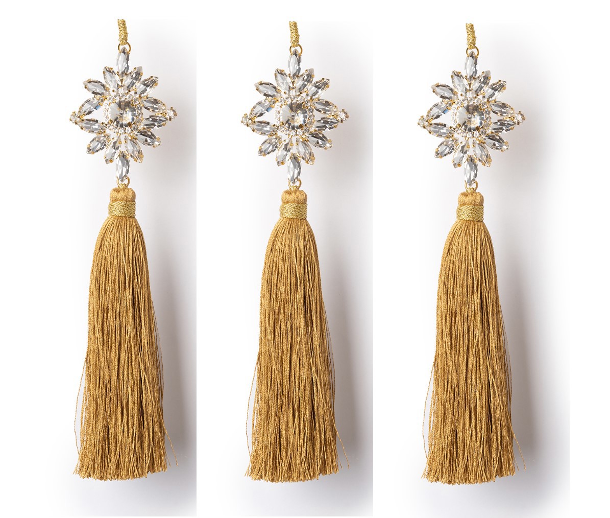 Изображение товара Набор Karlsbach 15010 из 3-х золотых кисточек с цветком кристаллов 18 см