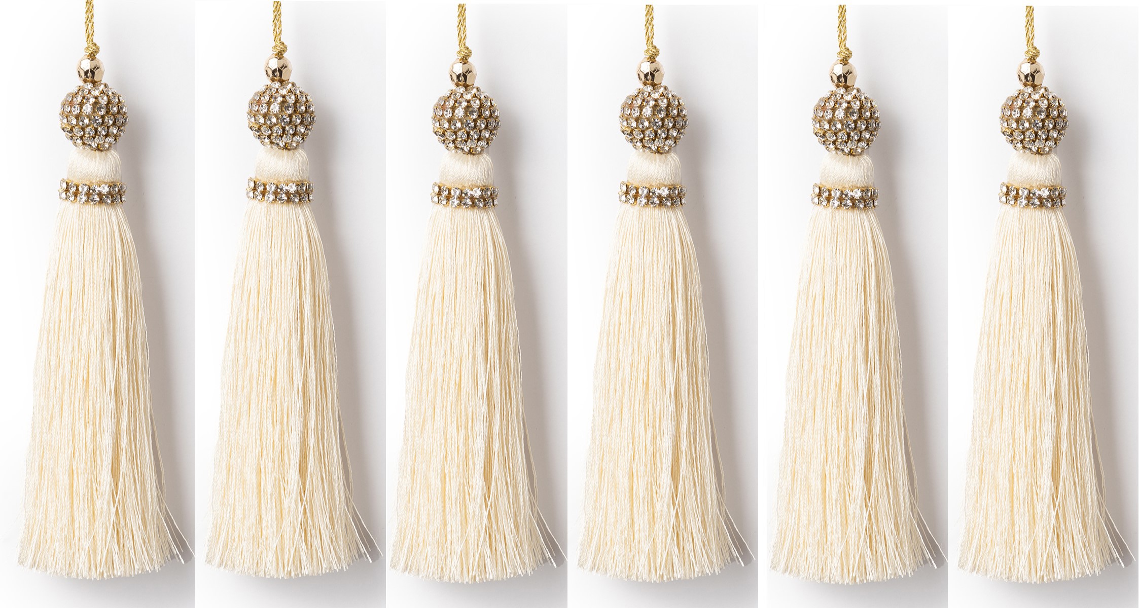 Изображение товара Набор Karlsbach 15201 из 6 кремовых кисточек с шаром страз 15 см