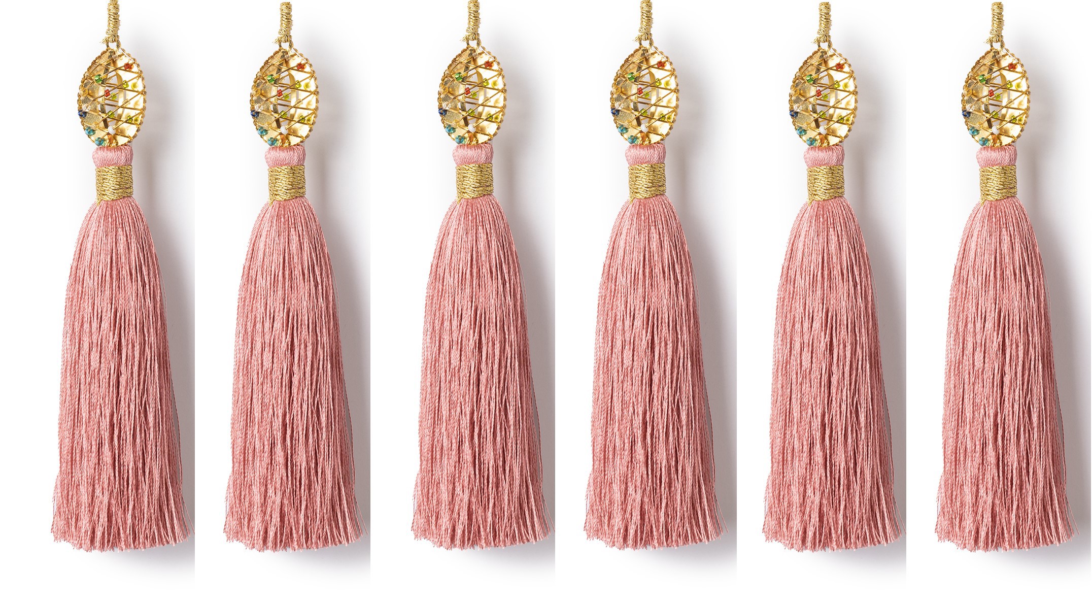 Изображение товара Набор Karlsbach 15326 из 6-ти розовых кисточек с золотой подвеской 16 см