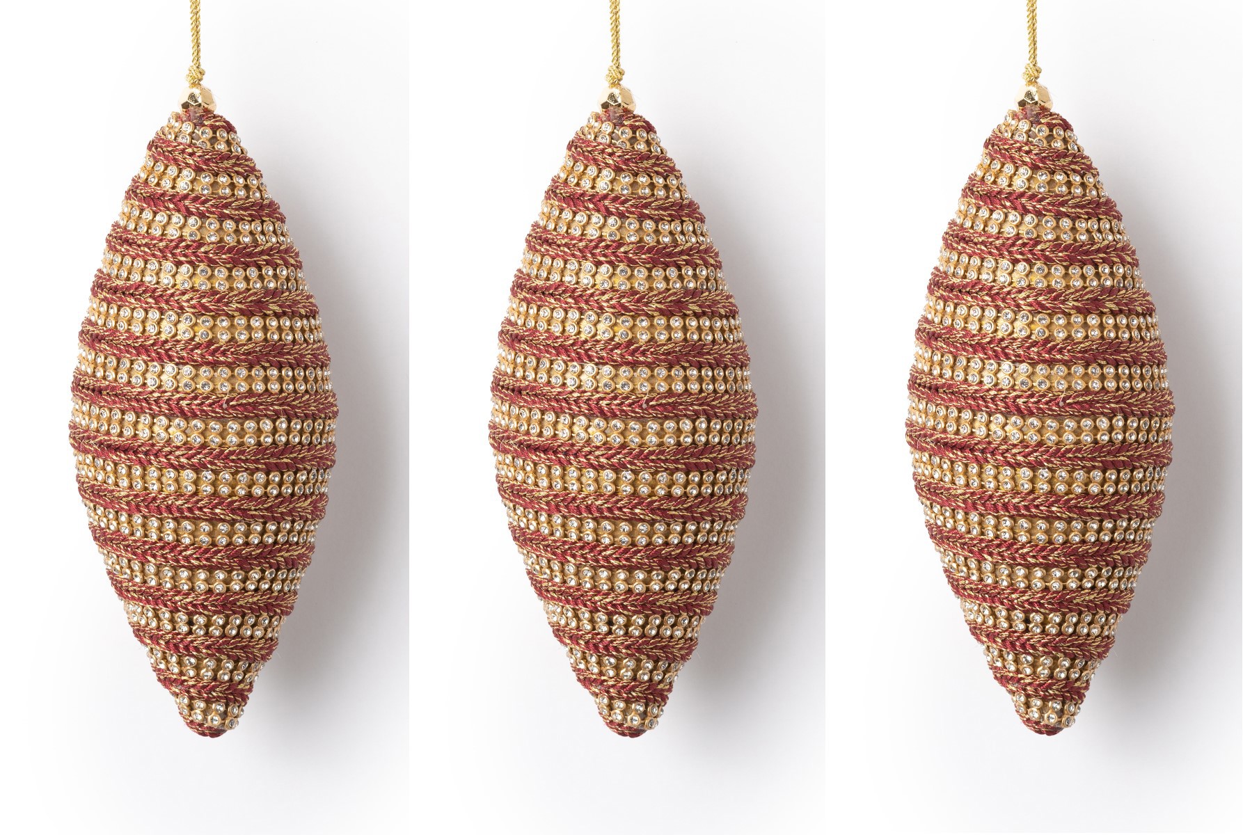 Изображение товара Набор из 3 елочных конусов бордово-золотистых 15 см Karlsbach