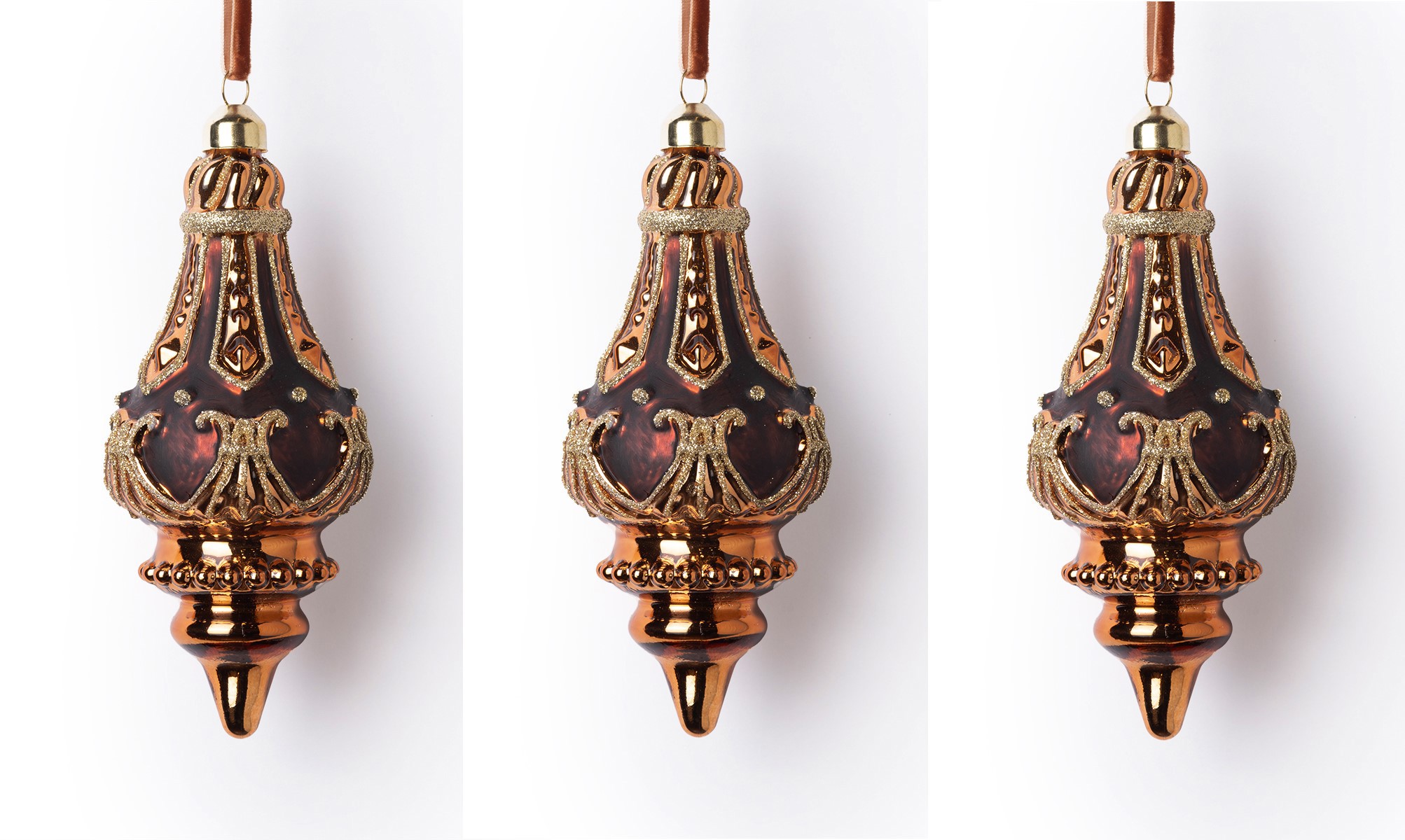 Изображение товара Набор бронзовых елочных подвесок Karlsbach 14555 3 шт 17 см декоративные игрушки