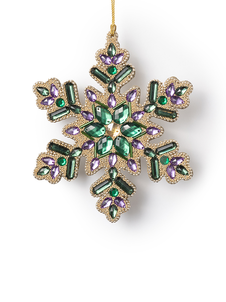 Изображение товара Снежинка золотая Karlsbach 14821 с черными камнями 15 см