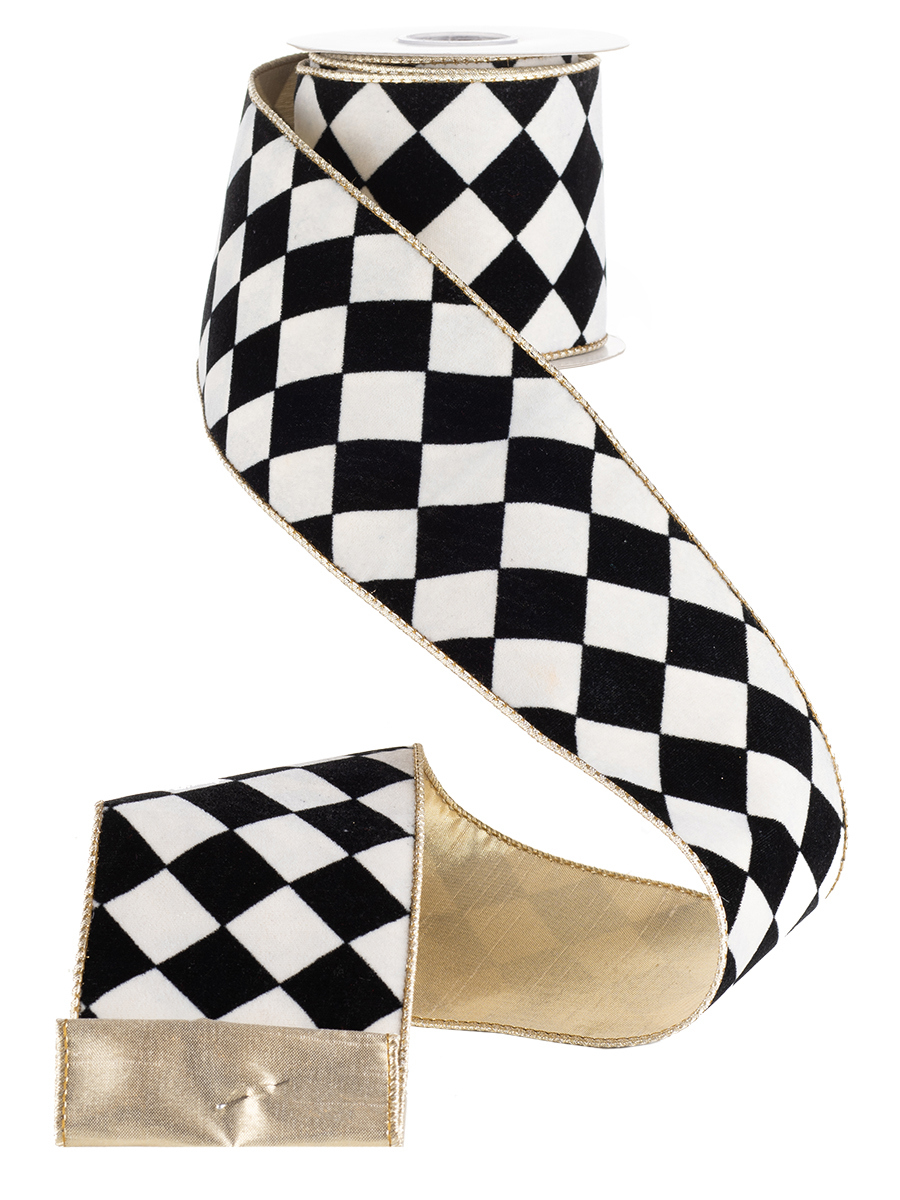 Изображение товара Лента Karlsbach черно-белая 10 см x 4,5 м тканевое новогоднее украшение