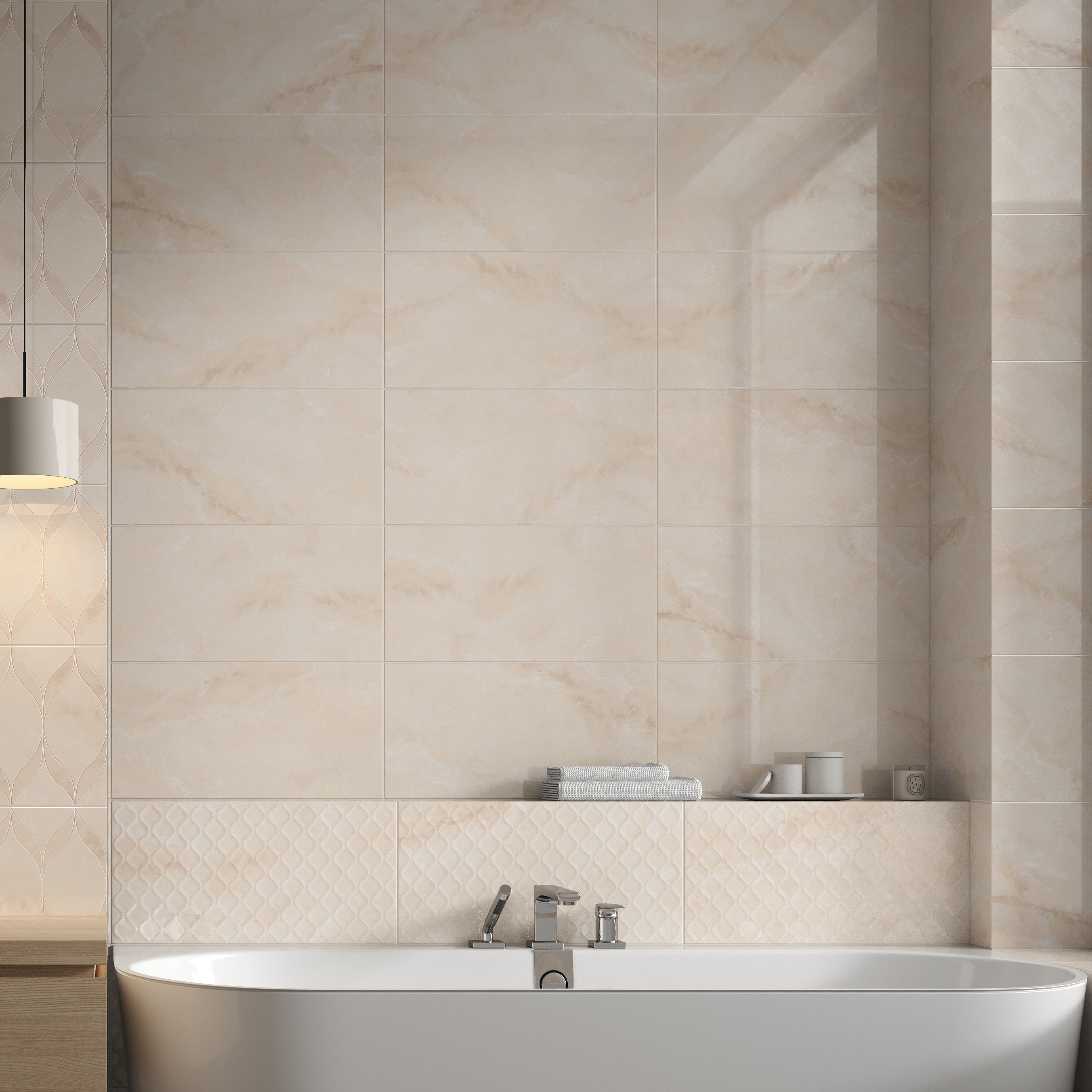 Изображение товара Плитка настенная Cersanit Gentle 29.8x59.8 см бежевый мрамор глянцевая для стен санузлов