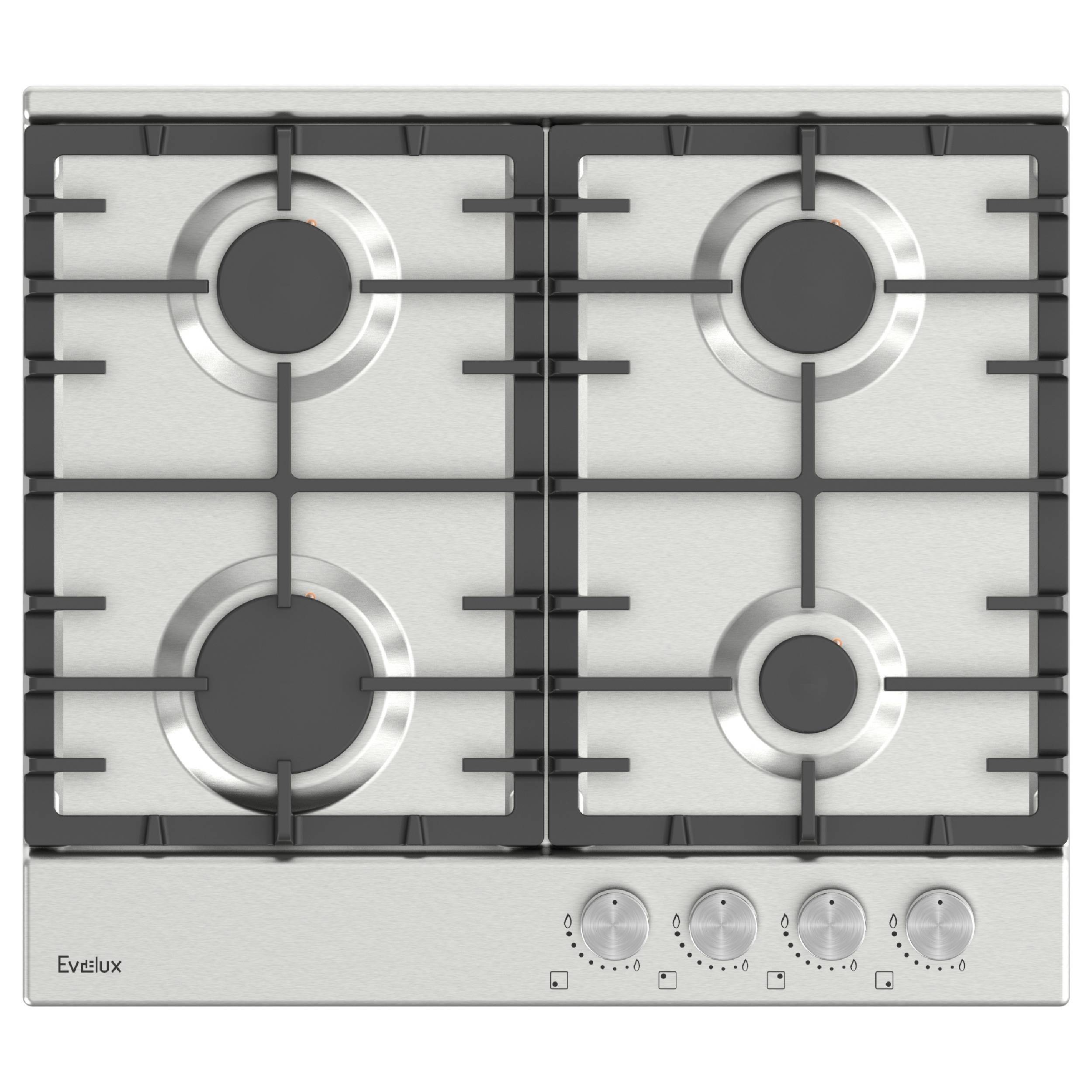 Изображение товара Газовая варочная панель Evelux HEG 600 X с 4 конфорками нержавеющая сталь Турция
