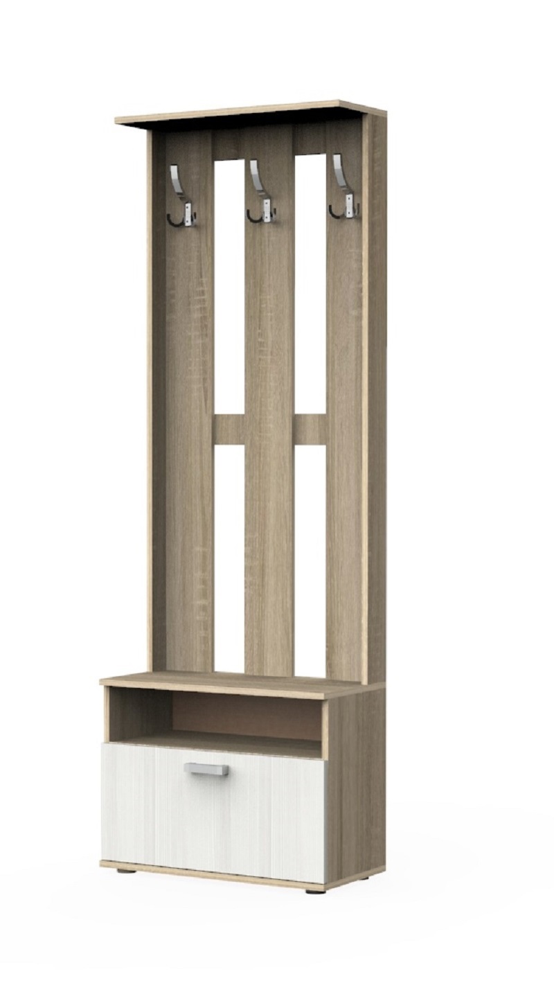 Изображение товара Комплект мебели для прихожей Эверест Комета 65x194.5 см в цвете дуб бунратти и белый