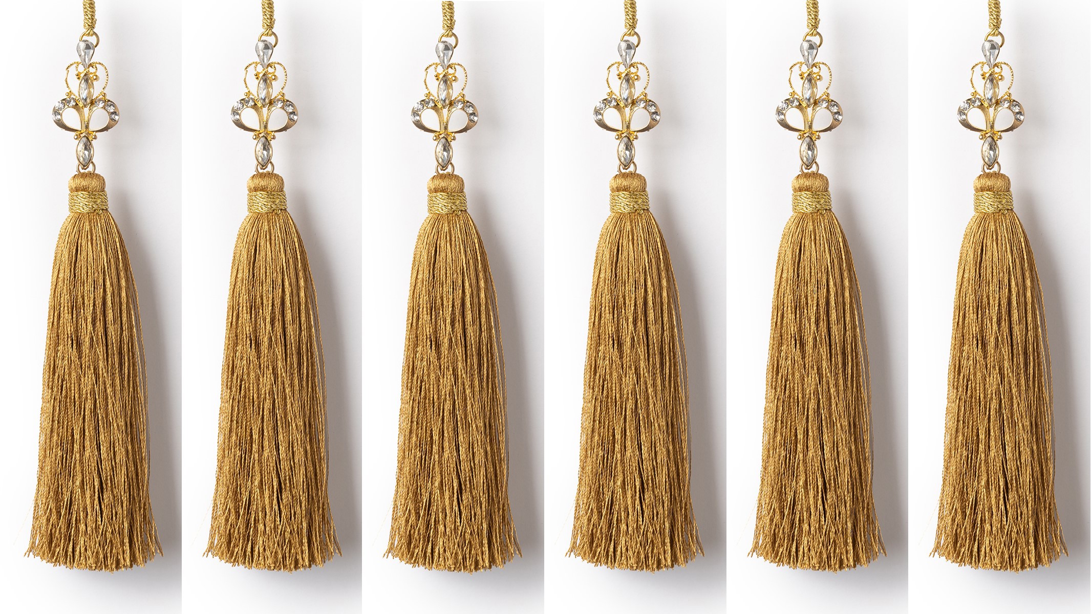 Изображение товара Набор из 6 золотых кисточек с кристаллами 18 см Karlsbach