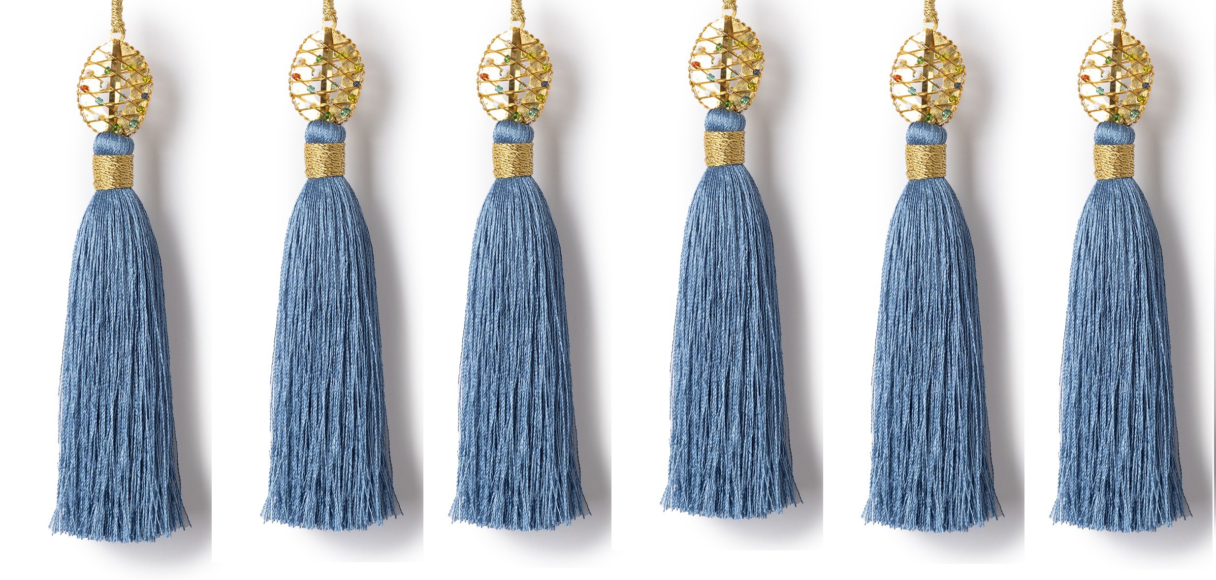 Изображение товара Набор из 6 синих кисточек с золотой подвеской 16 см Karlsbach