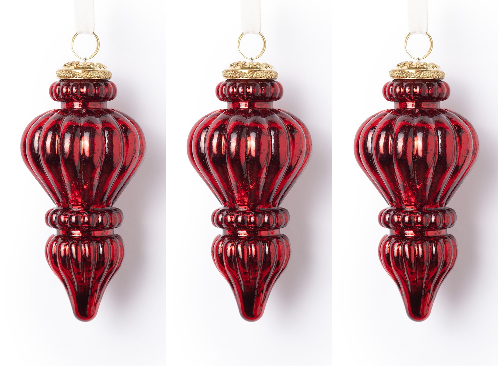 Изображение товара Набор Karlsbach 14894 из 3-х красных стеклянных подвесок 15 см