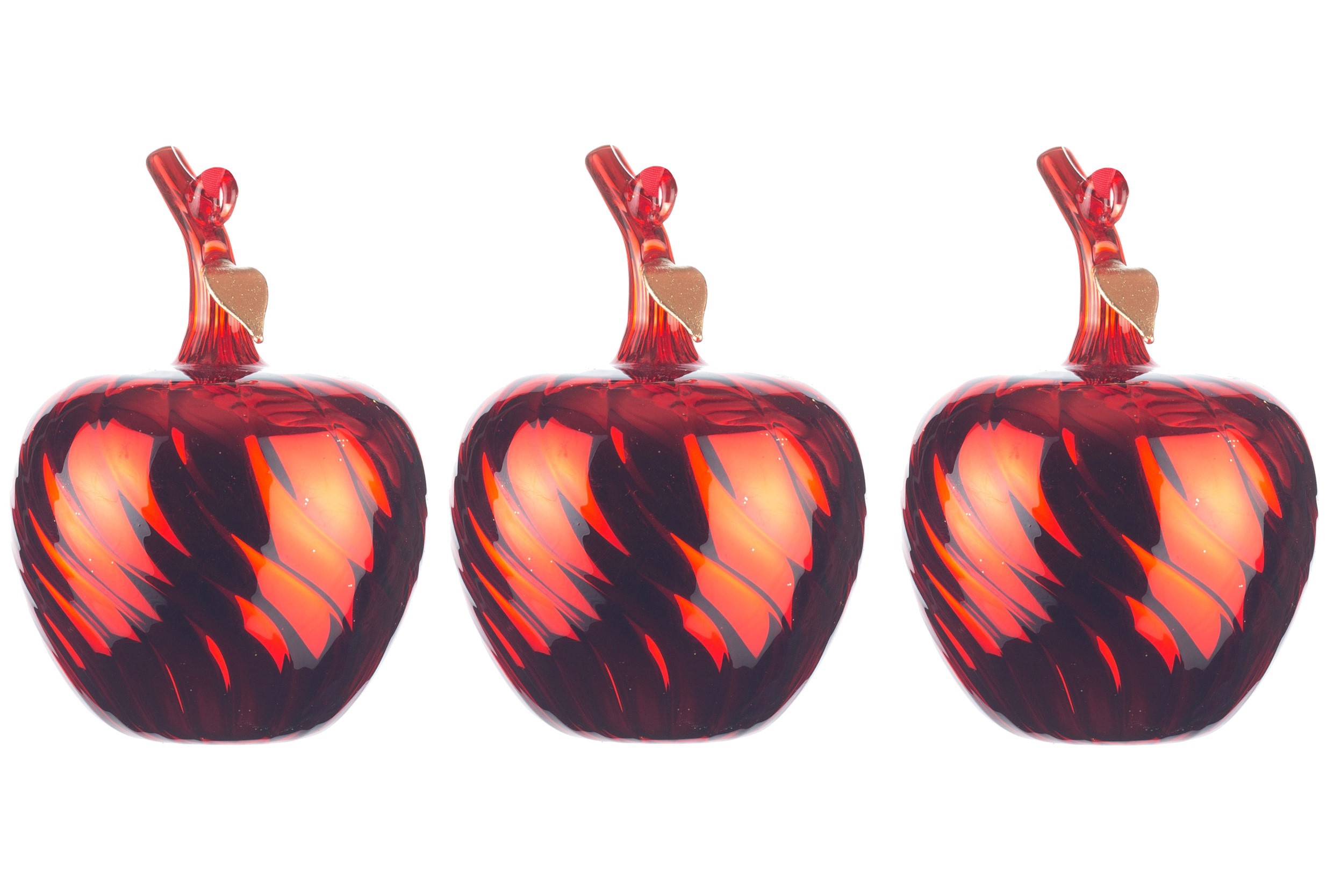 Изображение товара Набор елочных игрушек Karlsbach из 3 красных яблок 10 см стекло